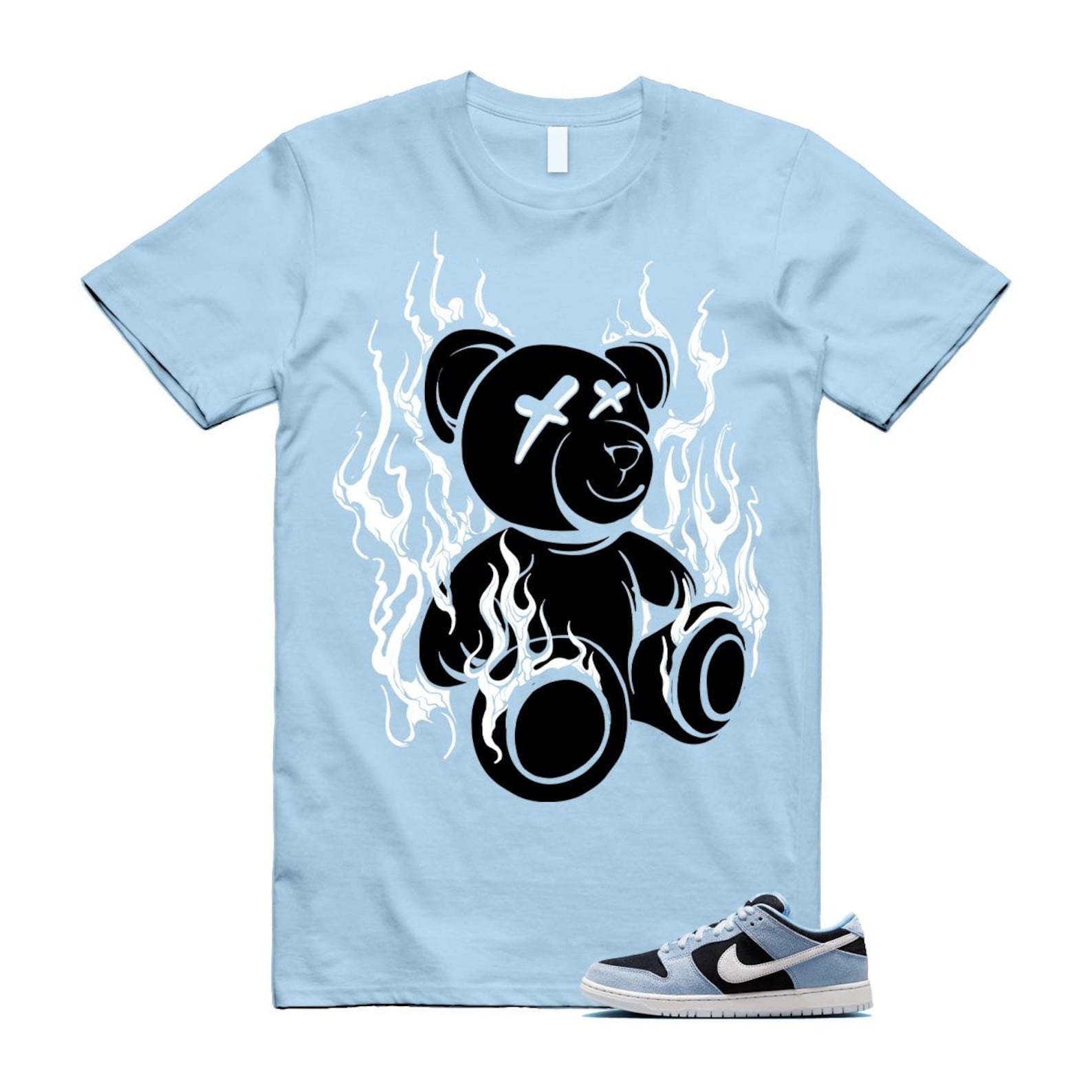 Dunk Aluminum Blue Black Summit White Low SB T Shirt Match LIT HF3063-400 T-Shirt, Sneaker Match Tee