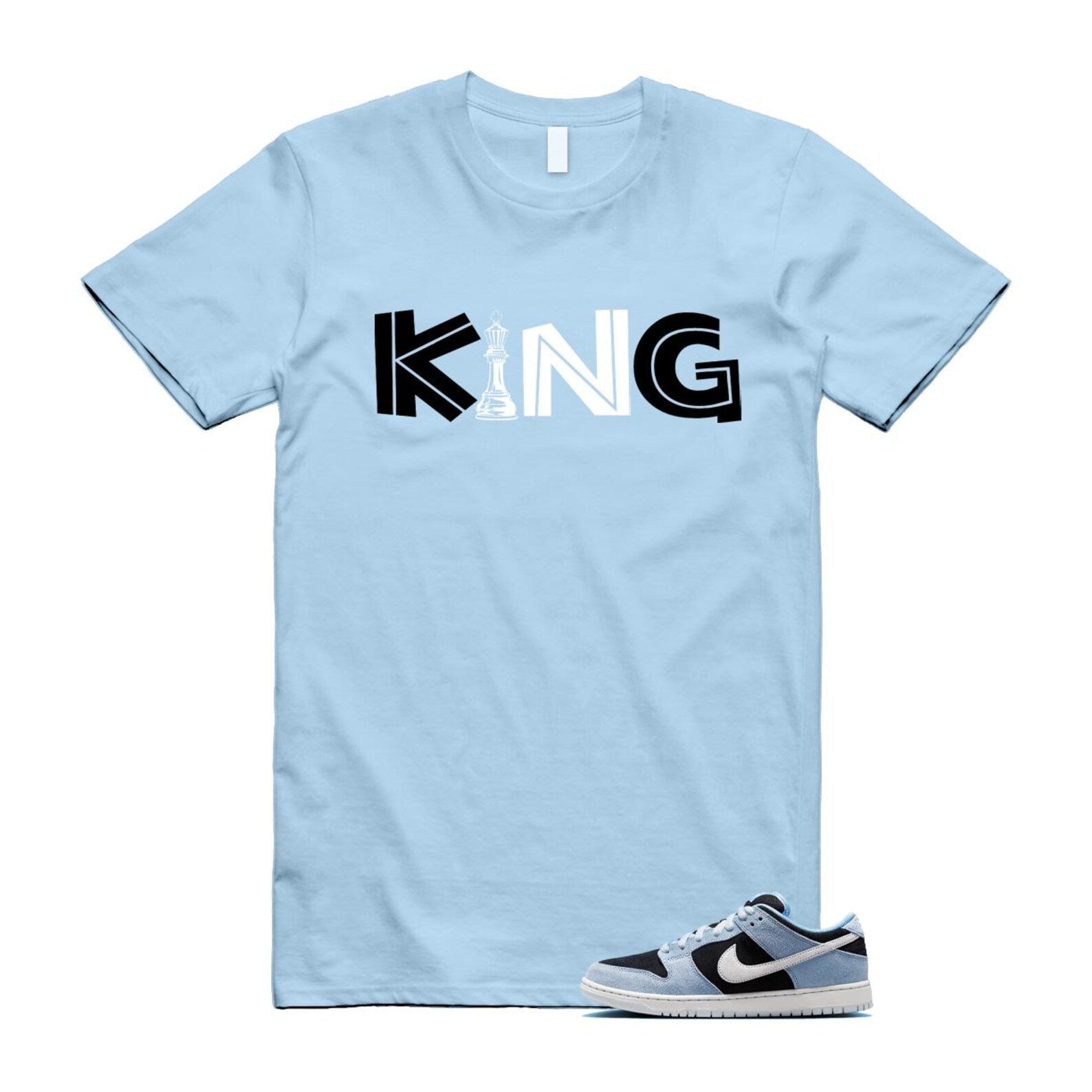 Dunk Aluminum Blue Black Summit White Low SB T Shirt Match KING HF3063-400 T-Shirt, Sneaker Match Tee