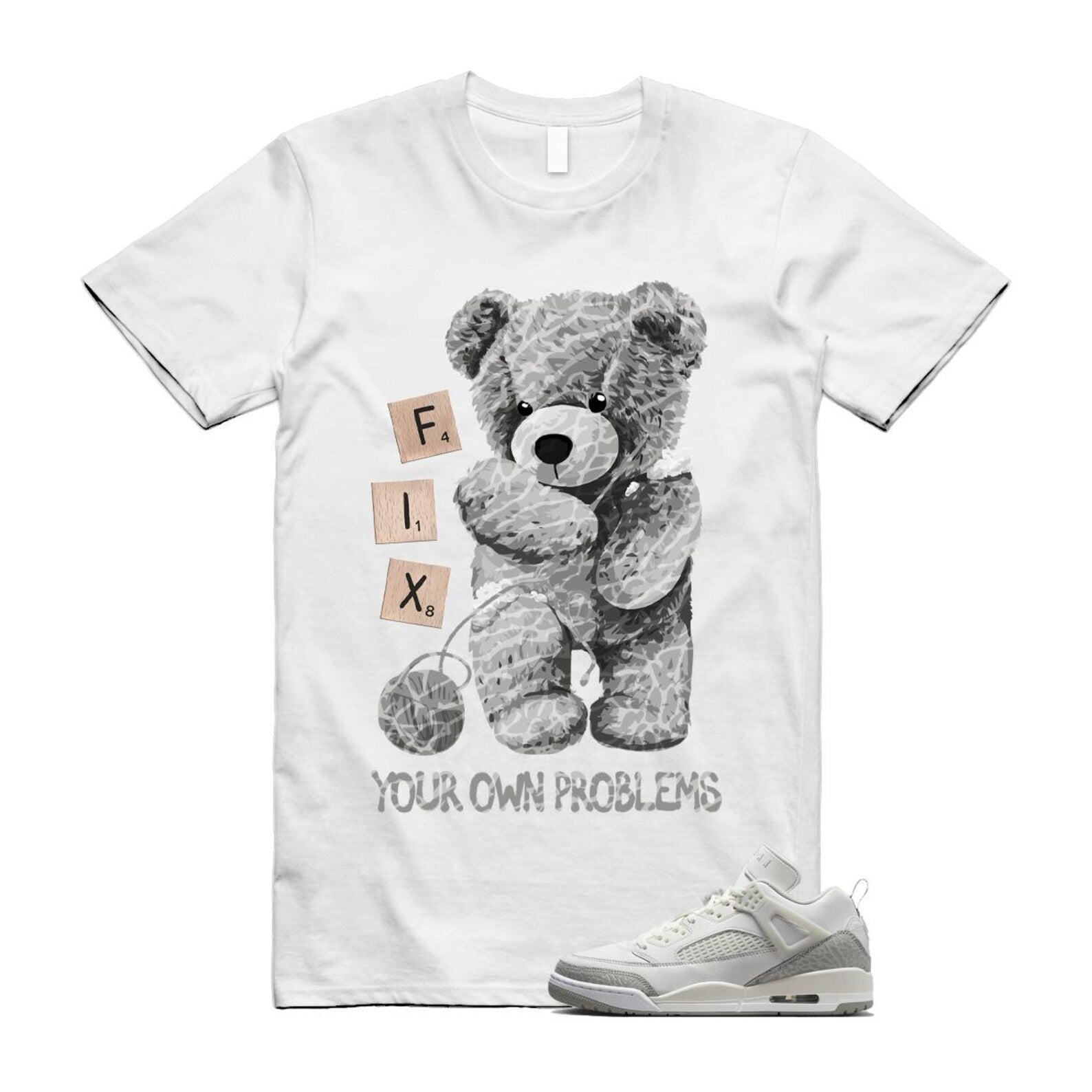 Spizike Summit White Photon Dust Phantom T Shirt Match FIX HQ3602-121 T-Shirt, Sneaker Match Tee