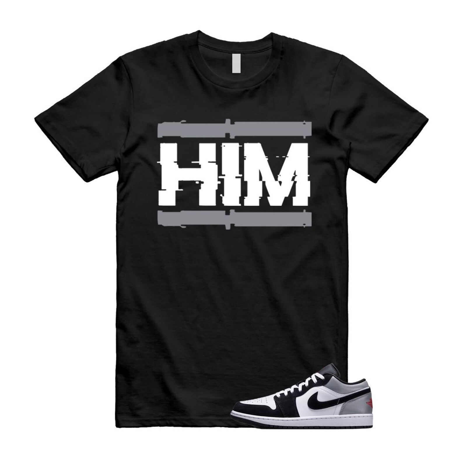 1 Black Matte Silver White Fire Red T Shirt Match HIM HF3148-106 T-Shirt, Sneaker Match Tee