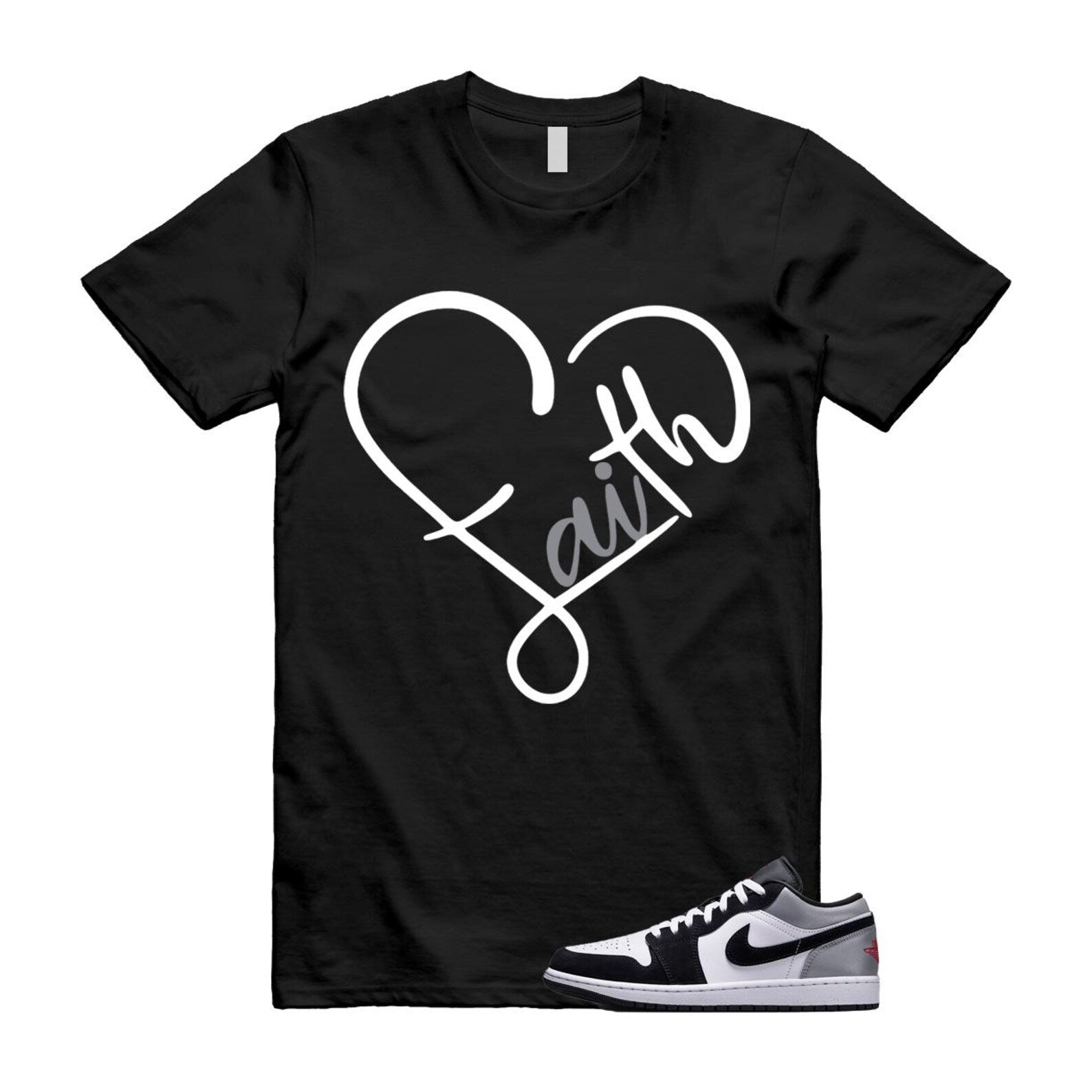 1 Black Matte Silver White Fire Red T Shirt Match FAITH HF3148-106 T-Shirt, Sneaker Match Tee