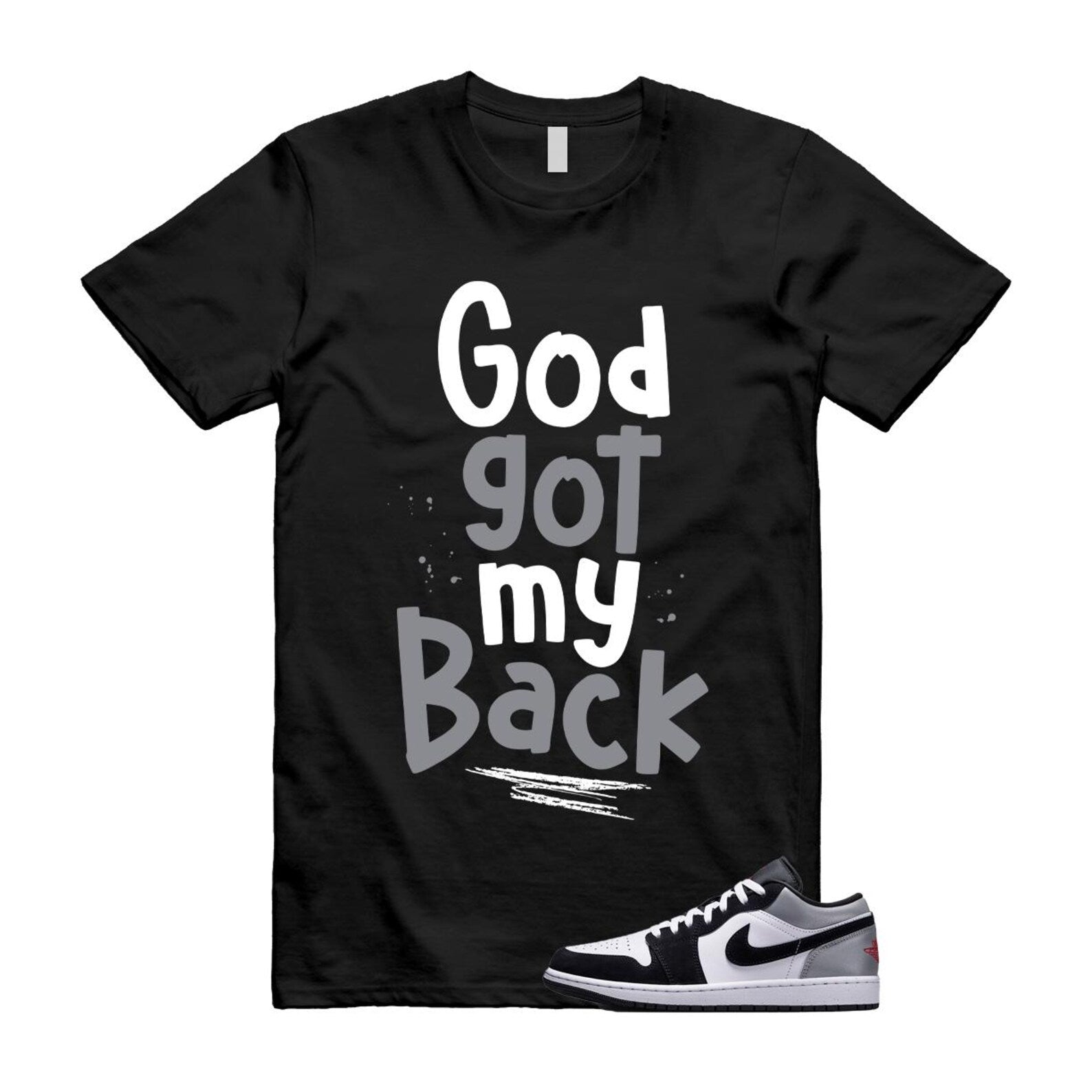 1 Black Matte Silver White Fire Red T Shirt Match GOD HF3148-106 T-Shirt, Sneaker Match Tee