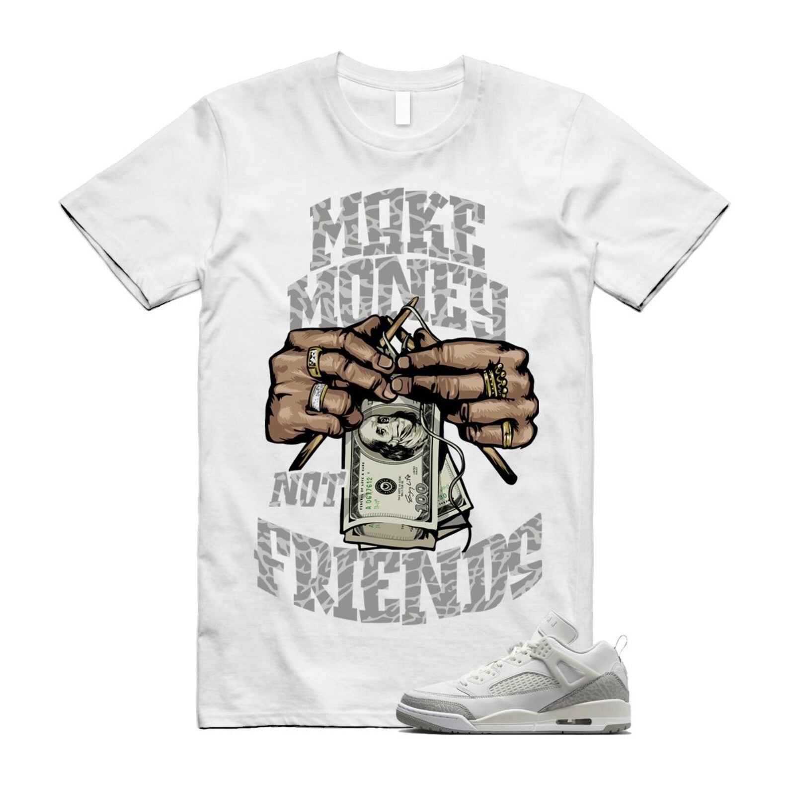 Spizike Summit White Photon Dust Phantom T Shirt Match MM HQ3602-121 T-Shirt, Sneaker Match Tee