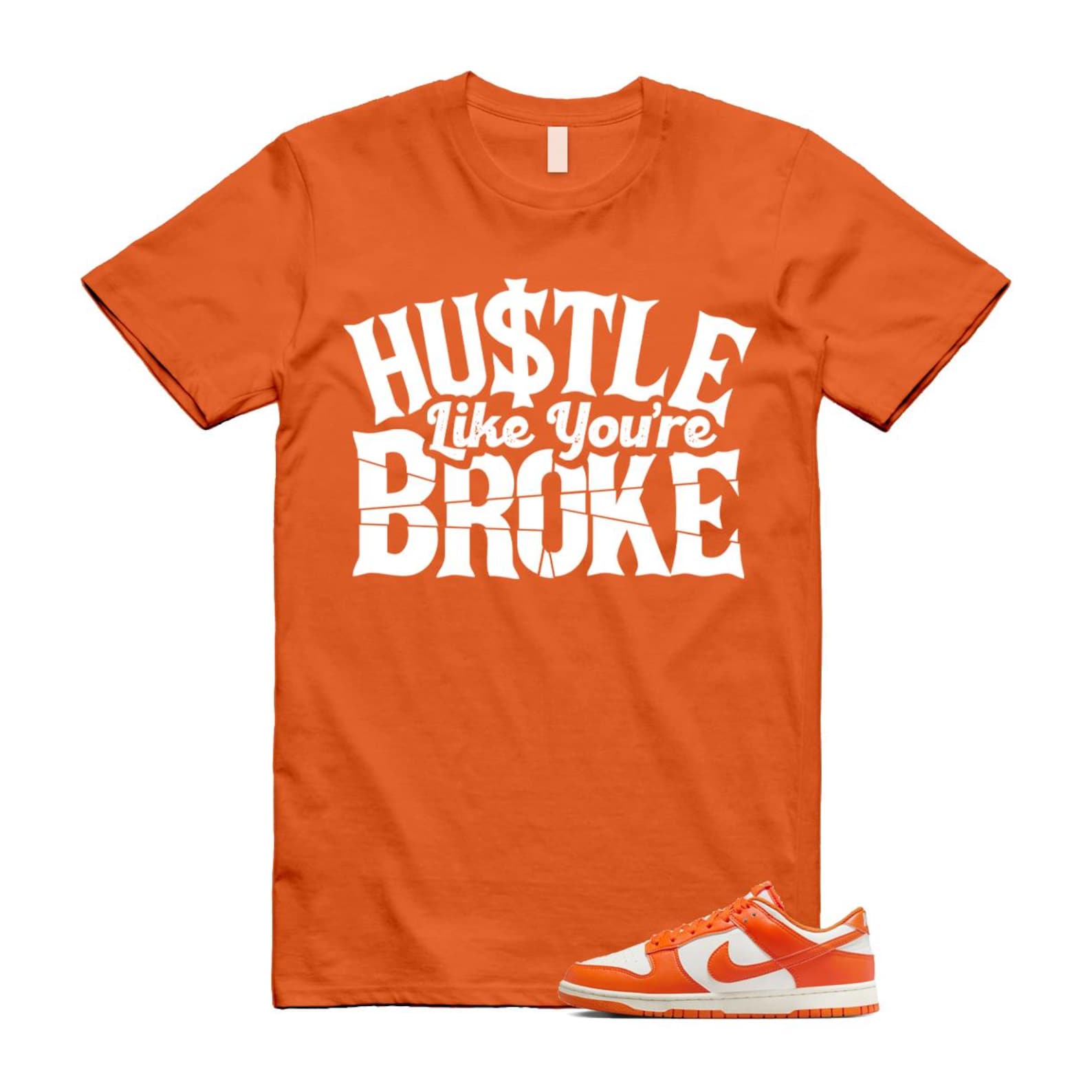 Dunk Syracuse Safety Orange White Pale Ivory T Shirt Match BROKE HF5441-106 T-Shirt, Sneaker Match Tee