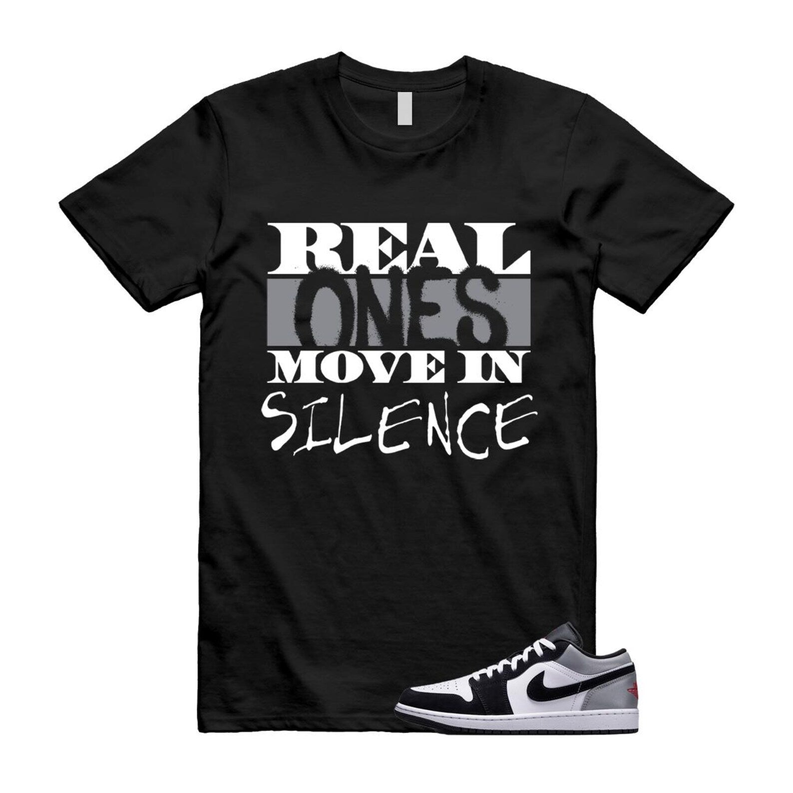 1 Black Matte Silver White Fire Red T Shirt Match REAL HF3148-106 T-Shirt, Sneaker Match Tee