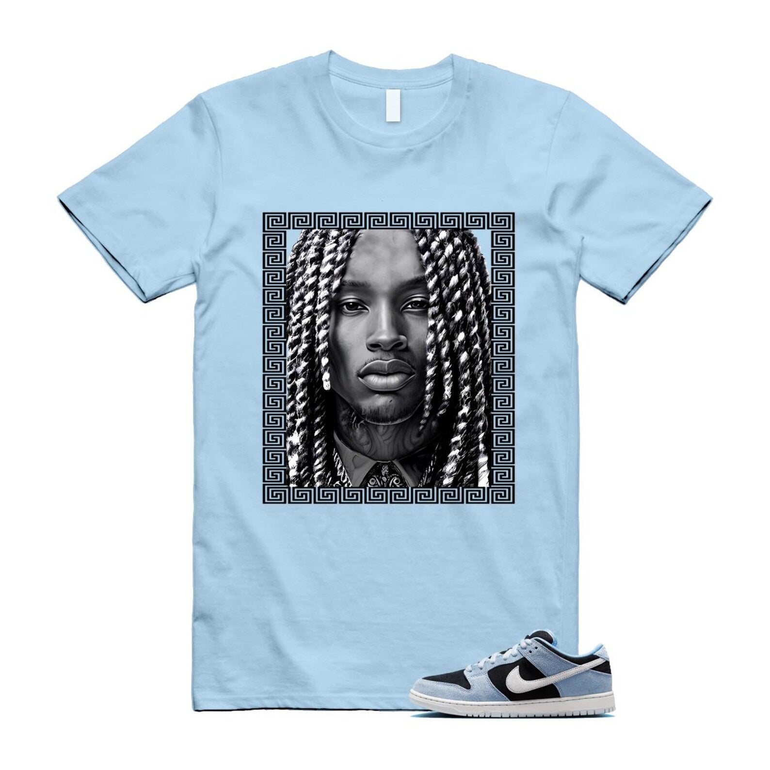 Dunk Aluminum Blue Black Summit White Low SB T Shirt Match VON HF3063-400 T-Shirt, Sneaker Match Tee
