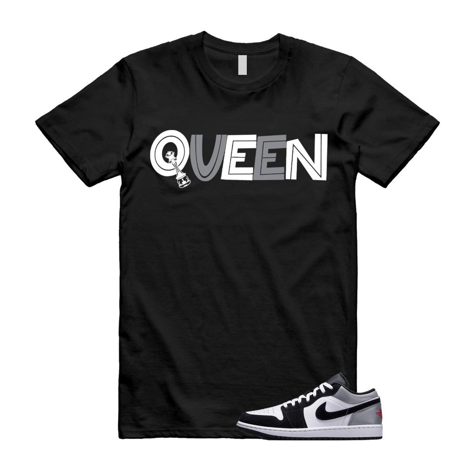 1 Black Matte Silver White Fire Red T Shirt Match QUEEN HF3148-106 T-Shirt, Sneaker Match Tee