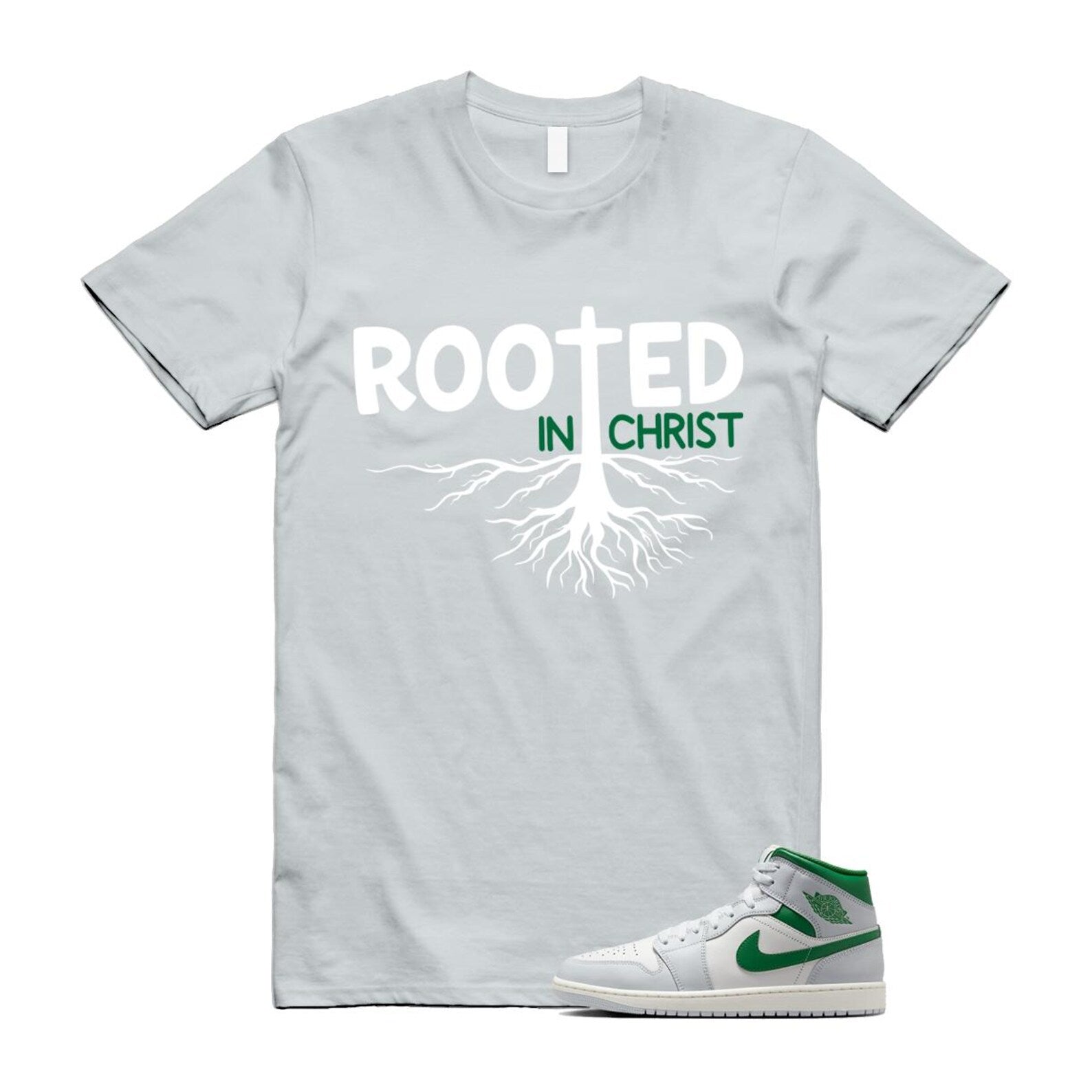 1 Summit White Pure Platinum Pine Green Sail T Shirt Match ROOTED DQ8426-142 T-Shirt, Sneaker Match Tee