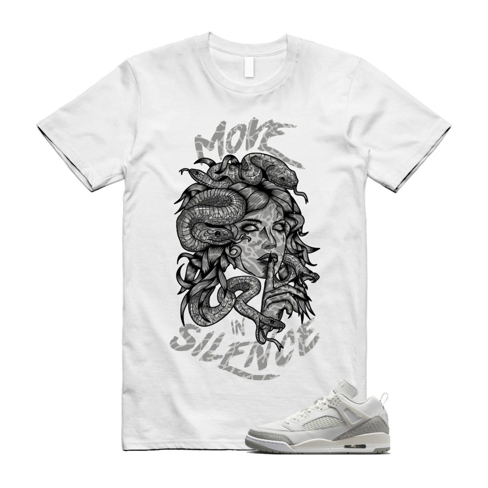 Spizike Summit White Photon Dust Phantom T Shirt Match MIS HQ3602-121 T-Shirt, Sneaker Match Tee
