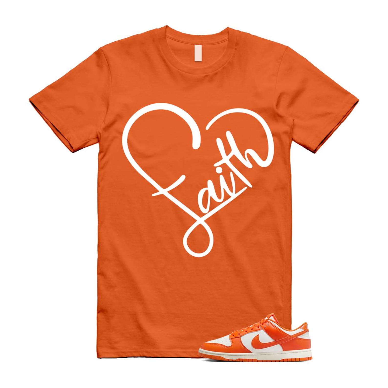 Dunk Syracuse Safety Orange White Pale Ivory T Shirt Match FAITH HF5441-106 T-Shirt, Sneaker Match Tee