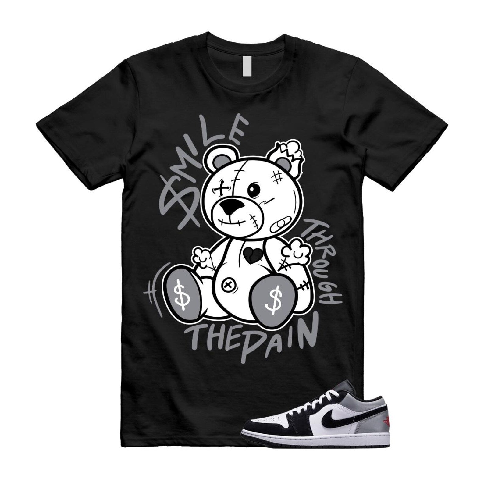 1 Black Matte Silver White Fire Red T Shirt Match SM2 HF3148-106 T-Shirt, Sneaker Match Tee
