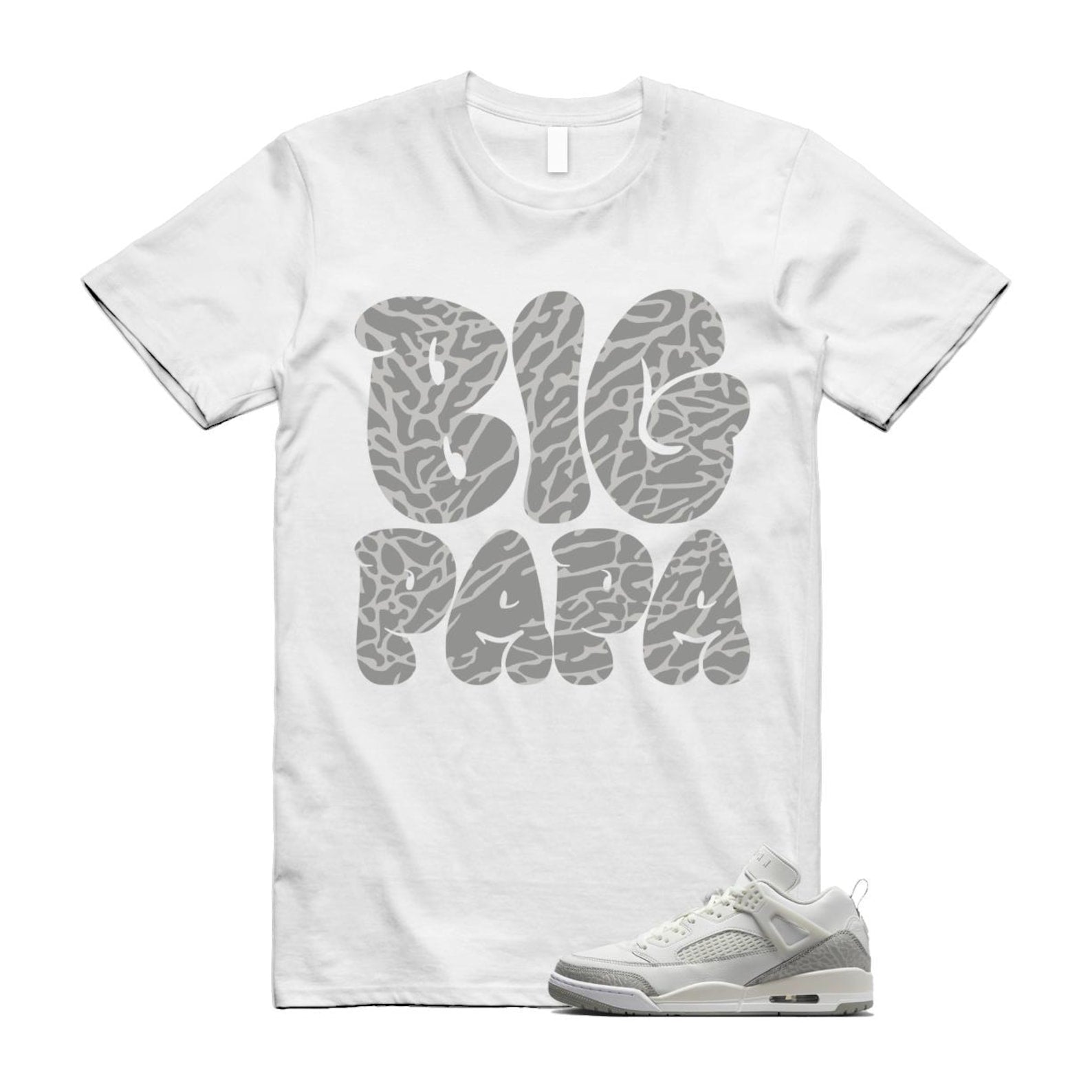 Spizike Summit White Photon Dust Phantom T Shirt Match PAPA HQ3602-121 T-Shirt, Sneaker Match Tee