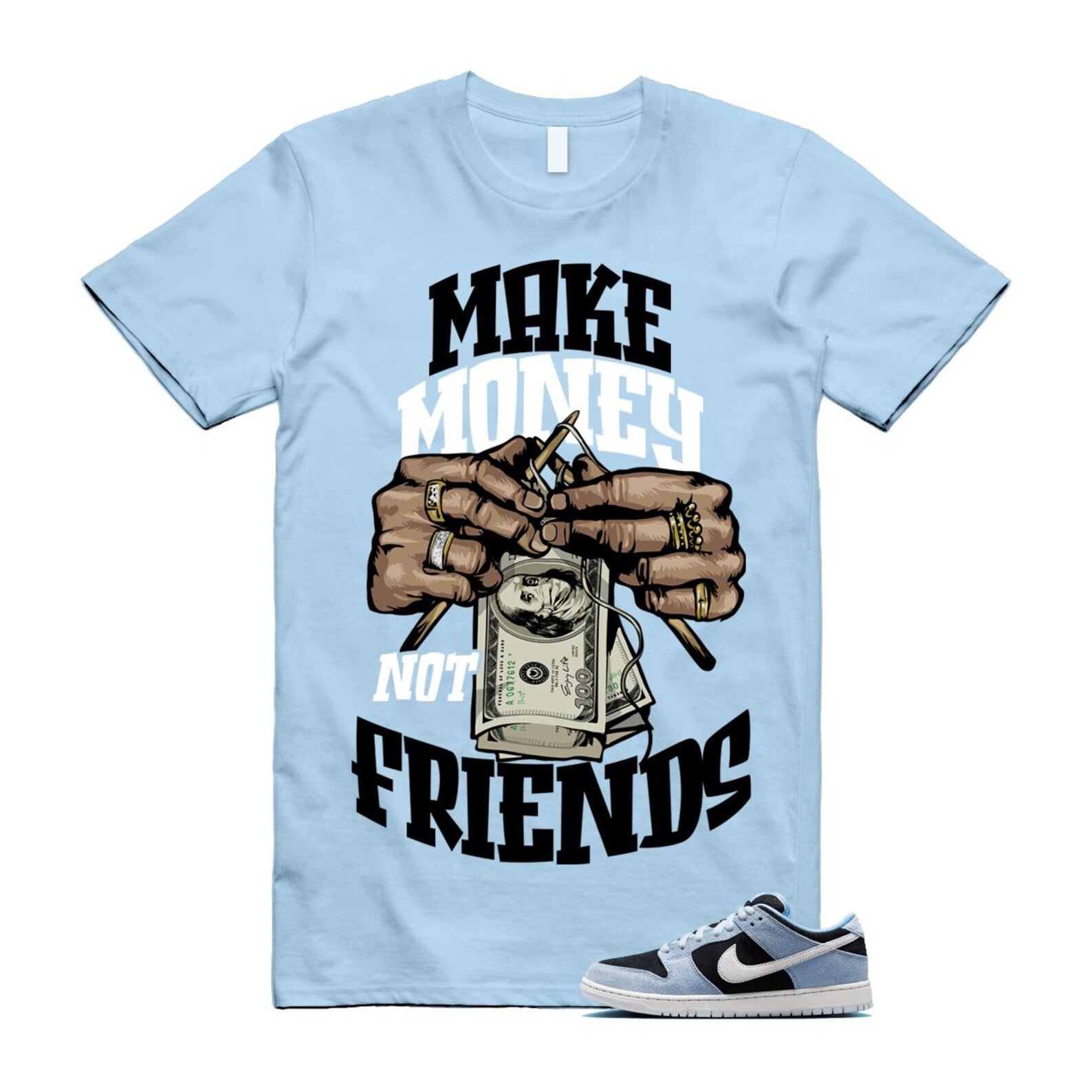 Dunk Aluminum Blue Black Summit White Low SB T Shirt Match MM HF3063-400 T-Shirt, Sneaker Match Tee