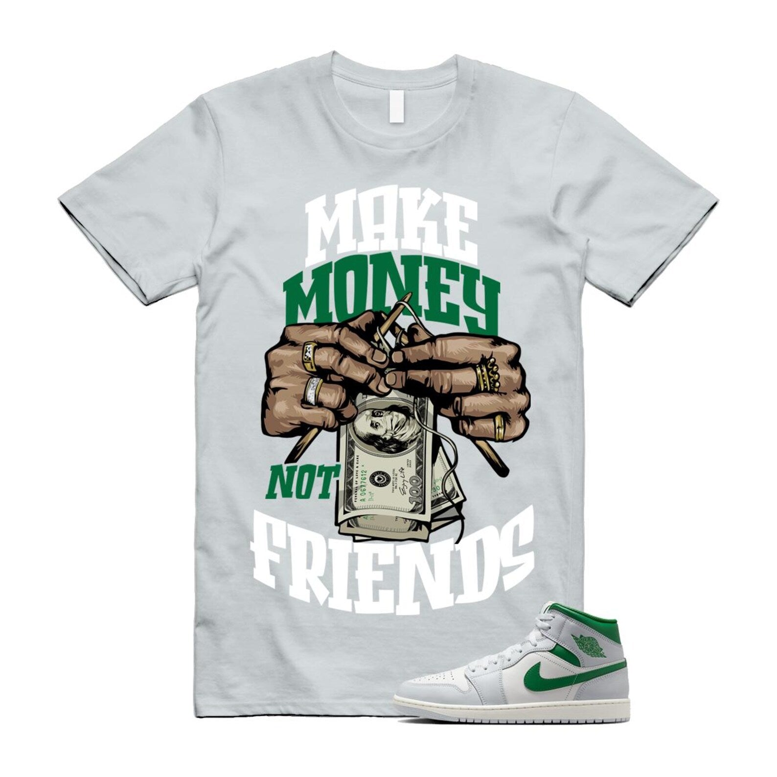 1 Summit White Pure Platinum Pine Green Sail T Shirt Match MM DQ8426-142 T-Shirt, Sneaker Match Tee