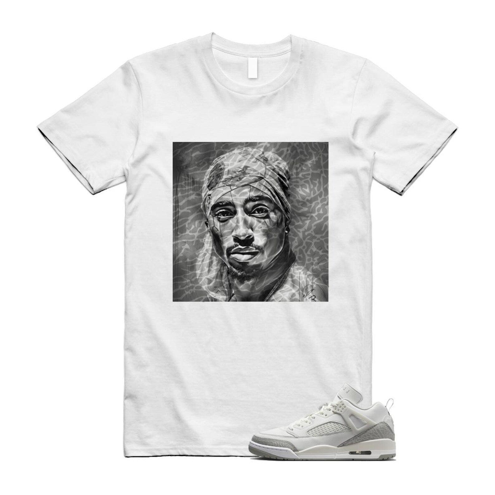 Spizike Summit White Photon Dust Phantom T Shirt Match PAC HQ3602-121 T-Shirt, Sneaker Match Tee