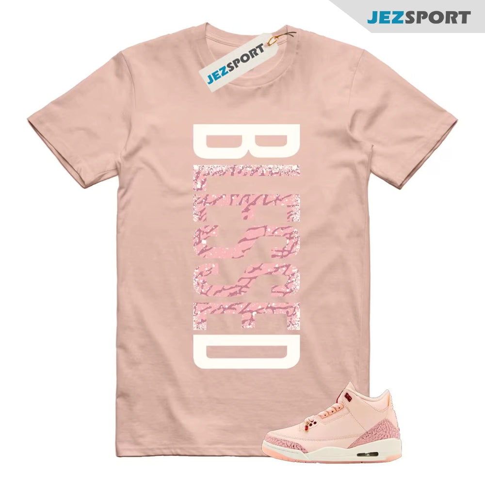 Air Jordan 3 Valentine's Day Treat Yourself Washed Coral Pink Red T-Shirt Match VERTBLS, HJ0178-600 Snearker Match Tee T-Shirt, Sneaker Match Tee