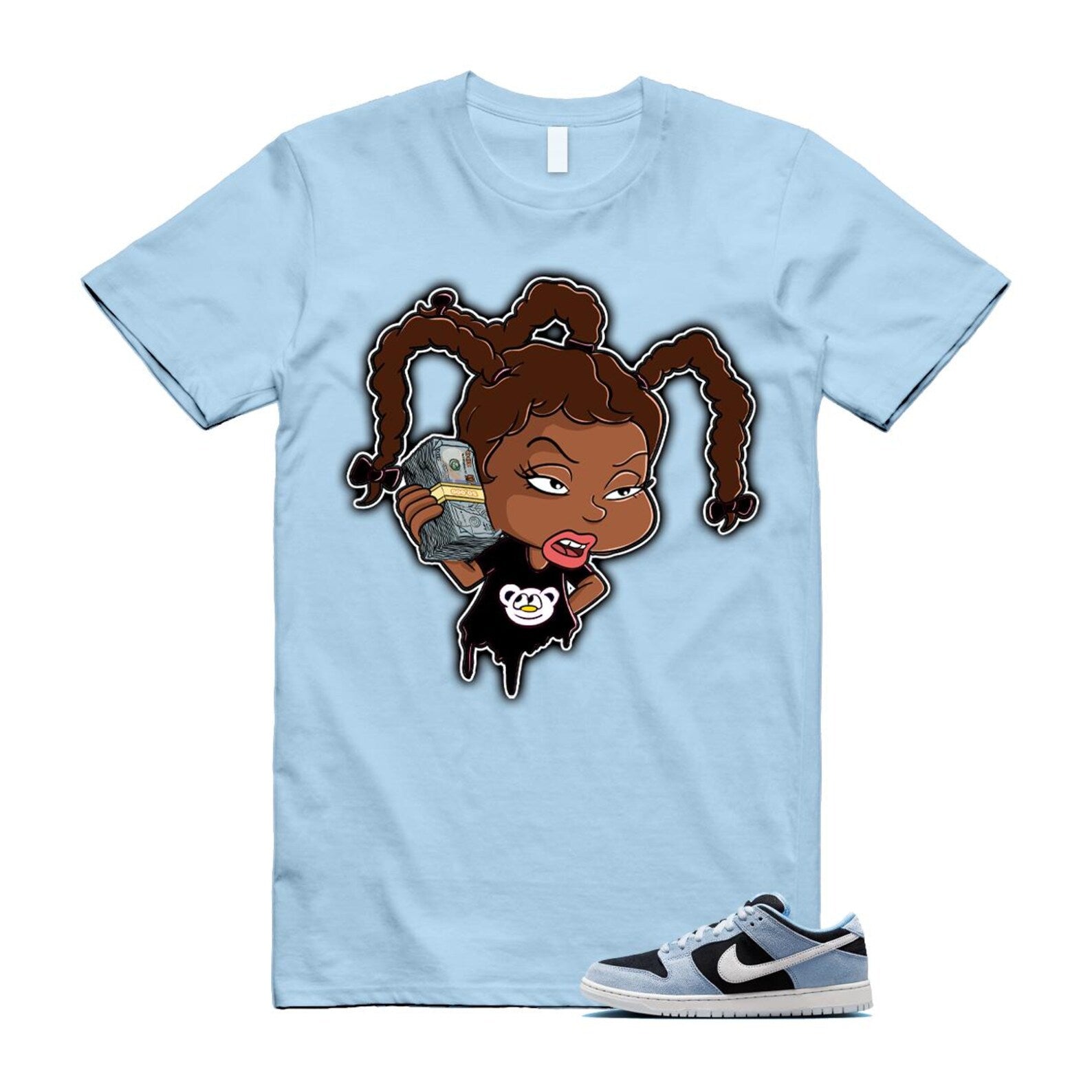 Dunk Aluminum Blue Black Summit White Low SB T Shirt Match SUSIE HF3063-400 T-Shirt, Sneaker Match Tee