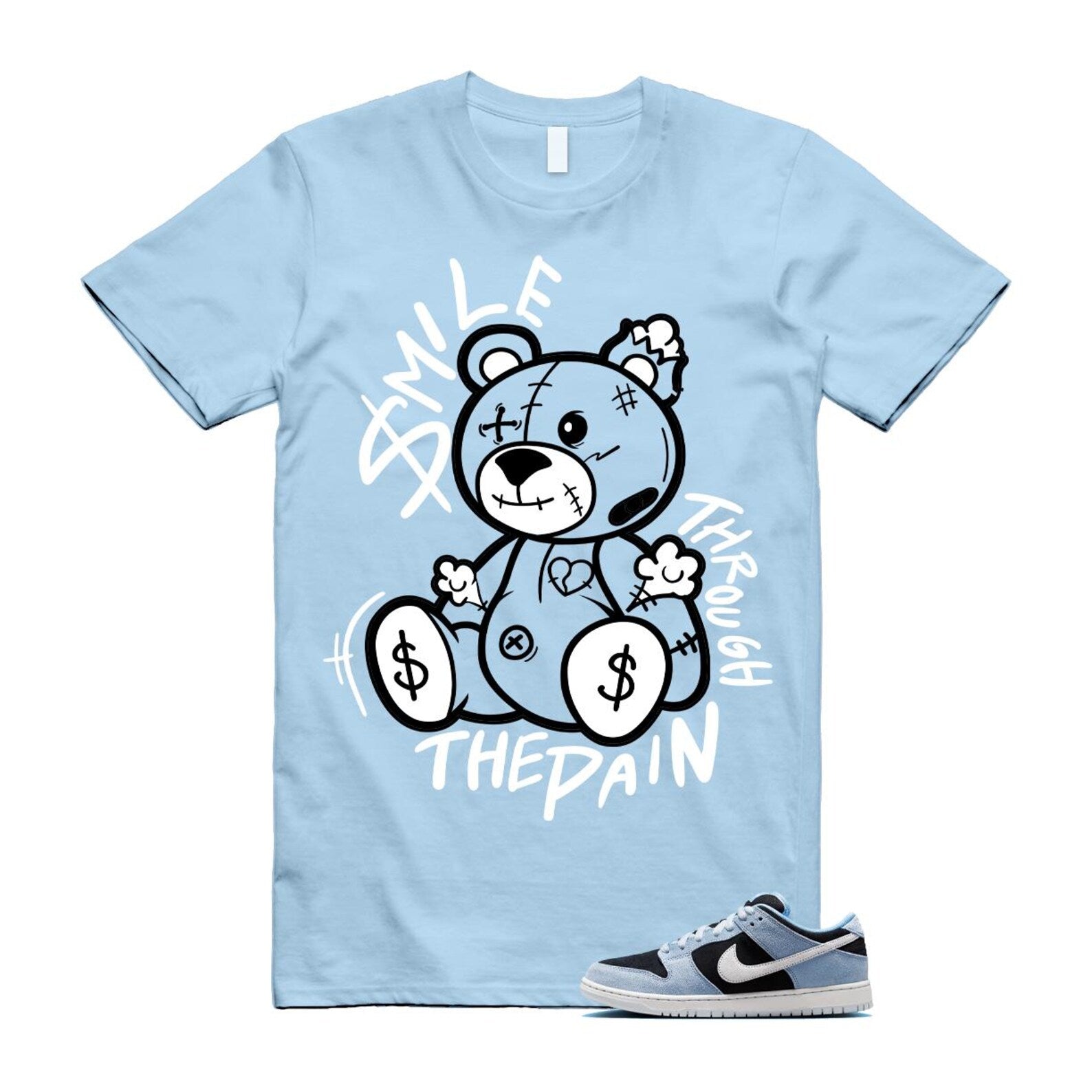 Dunk Aluminum Blue Black Summit White Low SB T Shirt Match SM2 HF3063-400 T-Shirt, Sneaker Match Tee