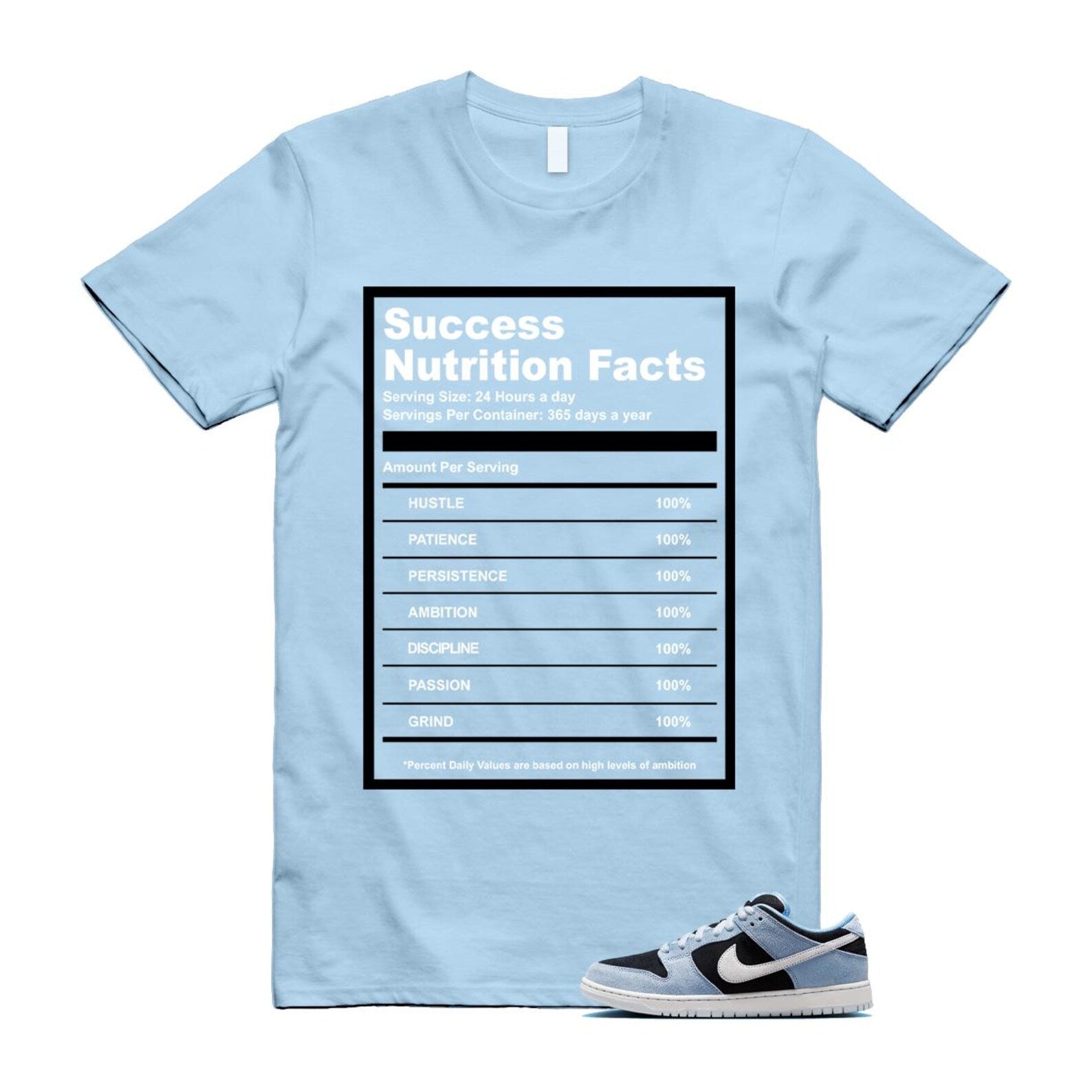 Dunk Aluminum Blue Black Summit White Low SB T Shirt Match SUCC HF3063-400 T-Shirt, Sneaker Match Tee