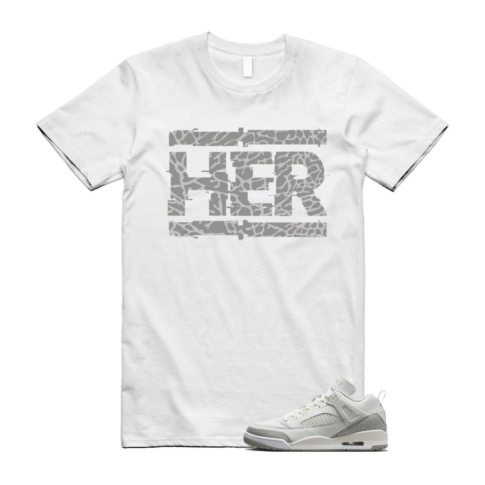 Spizike Summit White Photon Dust Phantom T Shirt Match HER HQ3602-121 T-Shirt, Sneaker Match Tee