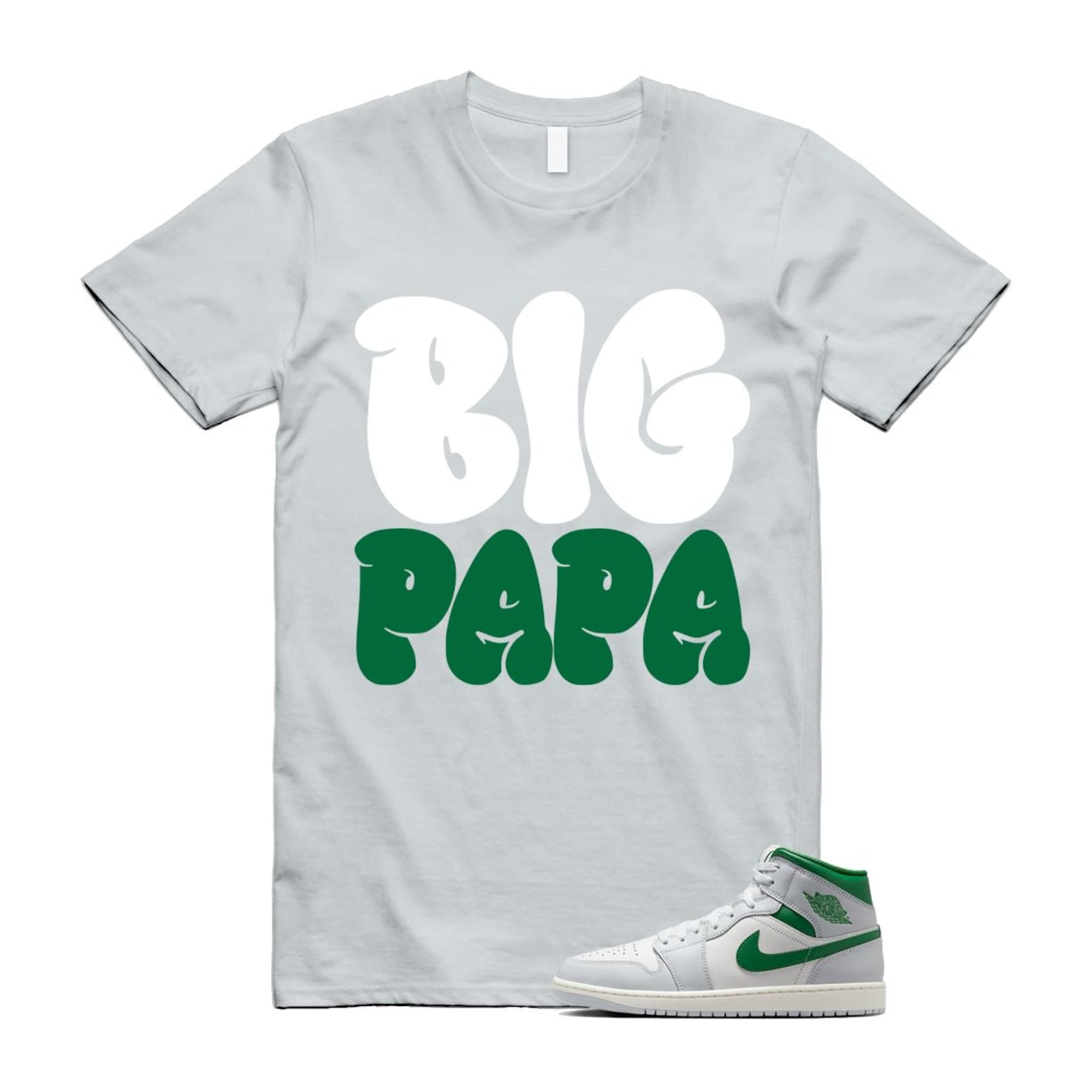 1 Summit White Pure Platinum Pine Green Sail T Shirt Match PAPA DQ8426-142 T-Shirt, Sneaker Match Tee