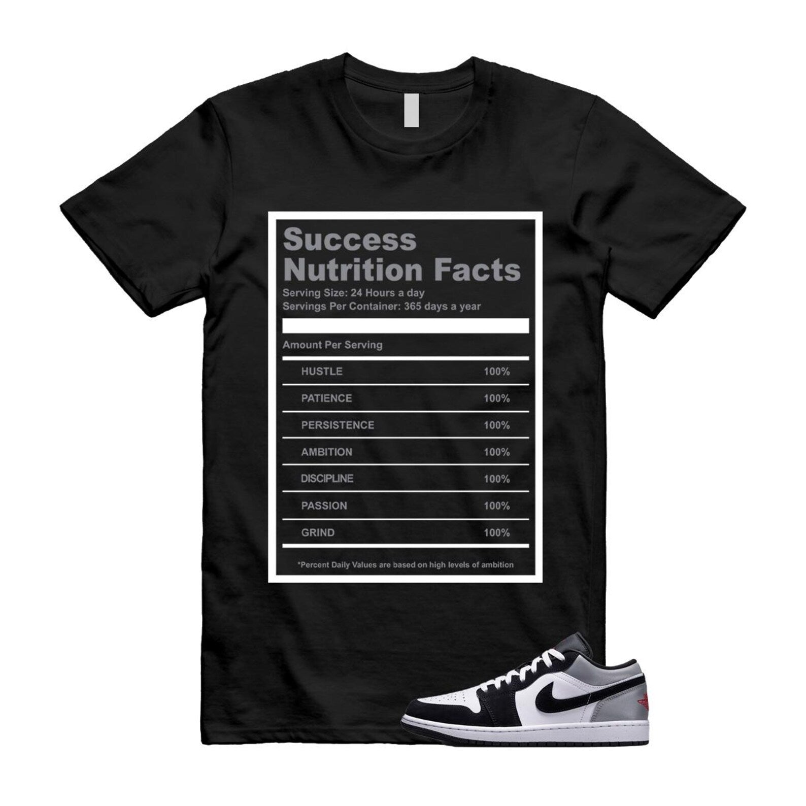 1 Black Matte Silver White Fire Red T Shirt Match SUCC HF3148-106 T-Shirt, Sneaker Match Tee