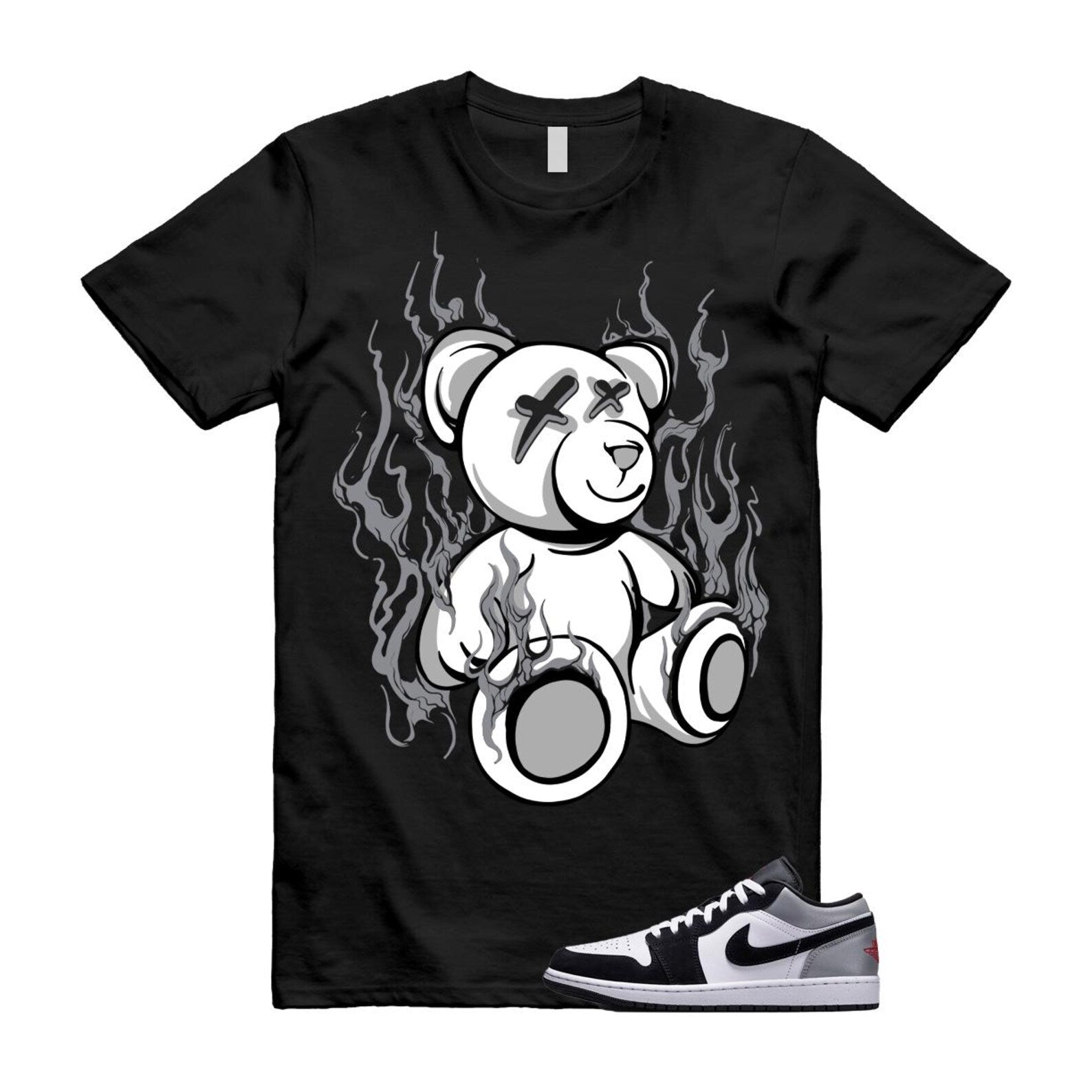1 Black Matte Silver White Fire Red T Shirt Match LIT HF3148-106 T-Shirt, Sneaker Match Tee
