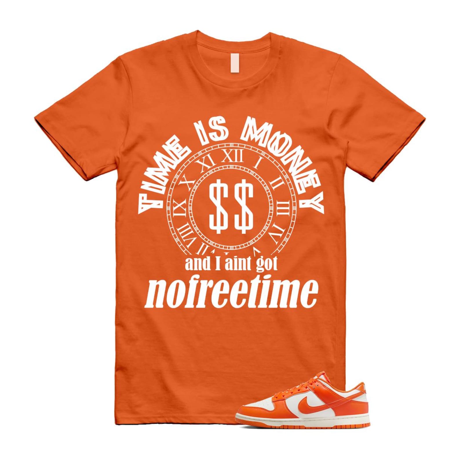 Dunk Syracuse Safety Orange White Pale Ivory T Shirt Match FREE HF5441-106 T-Shirt, Sneaker Match Tee