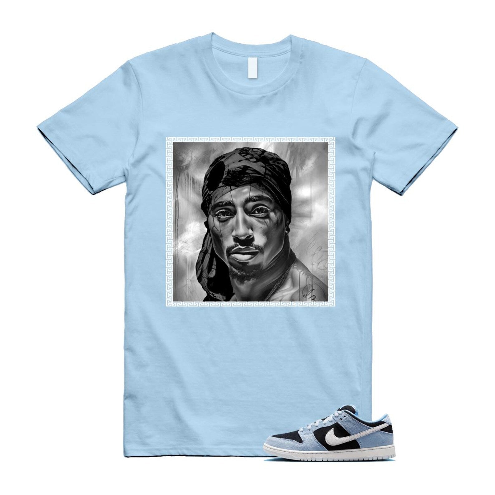 Dunk Aluminum Blue Black Summit White Low SB T Shirt Match PAC HF3063-400 T-Shirt, Sneaker Match Tee