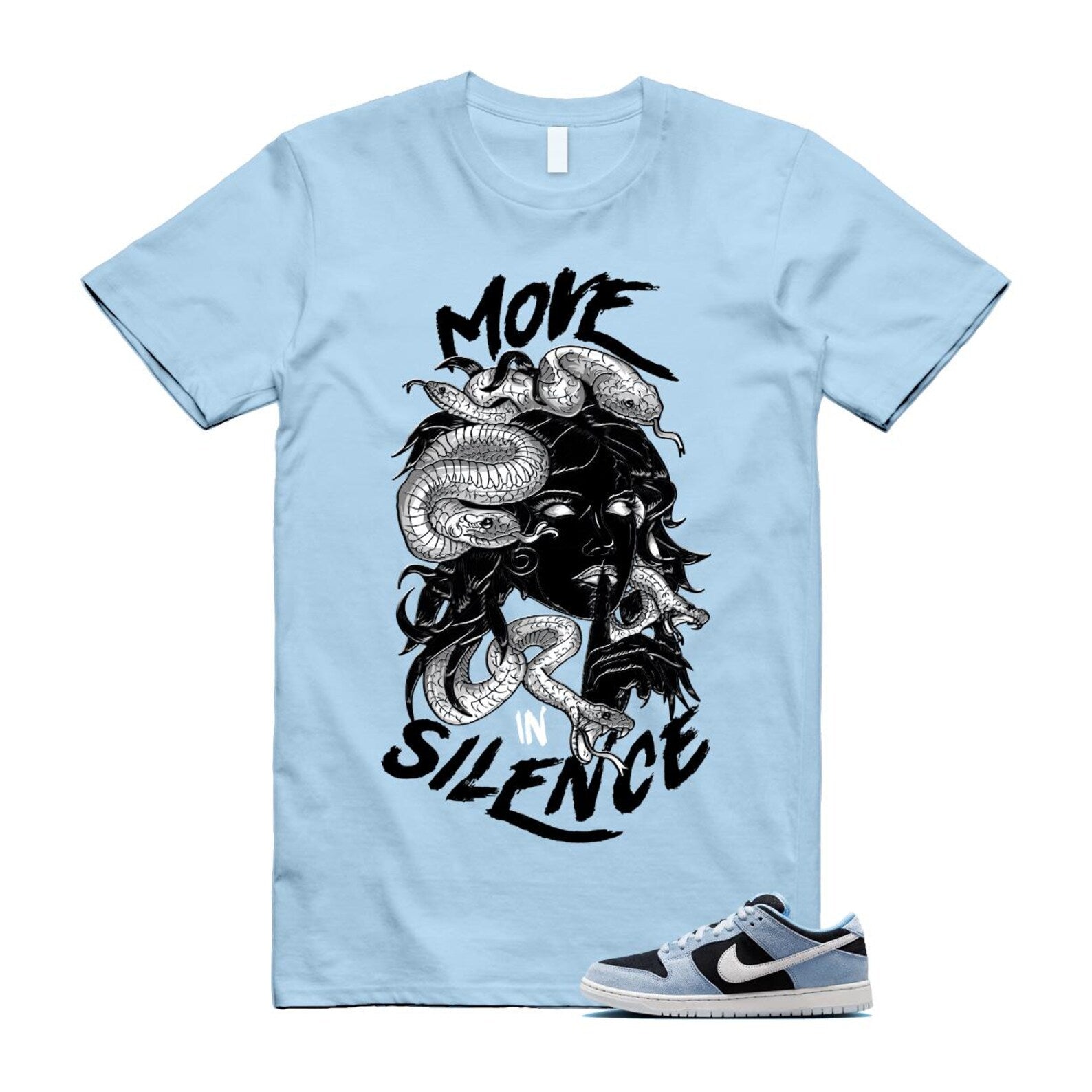 Dunk Aluminum Blue Black Summit White Low SB T Shirt Match MIS HF3063-400 T-Shirt, Sneaker Match Tee