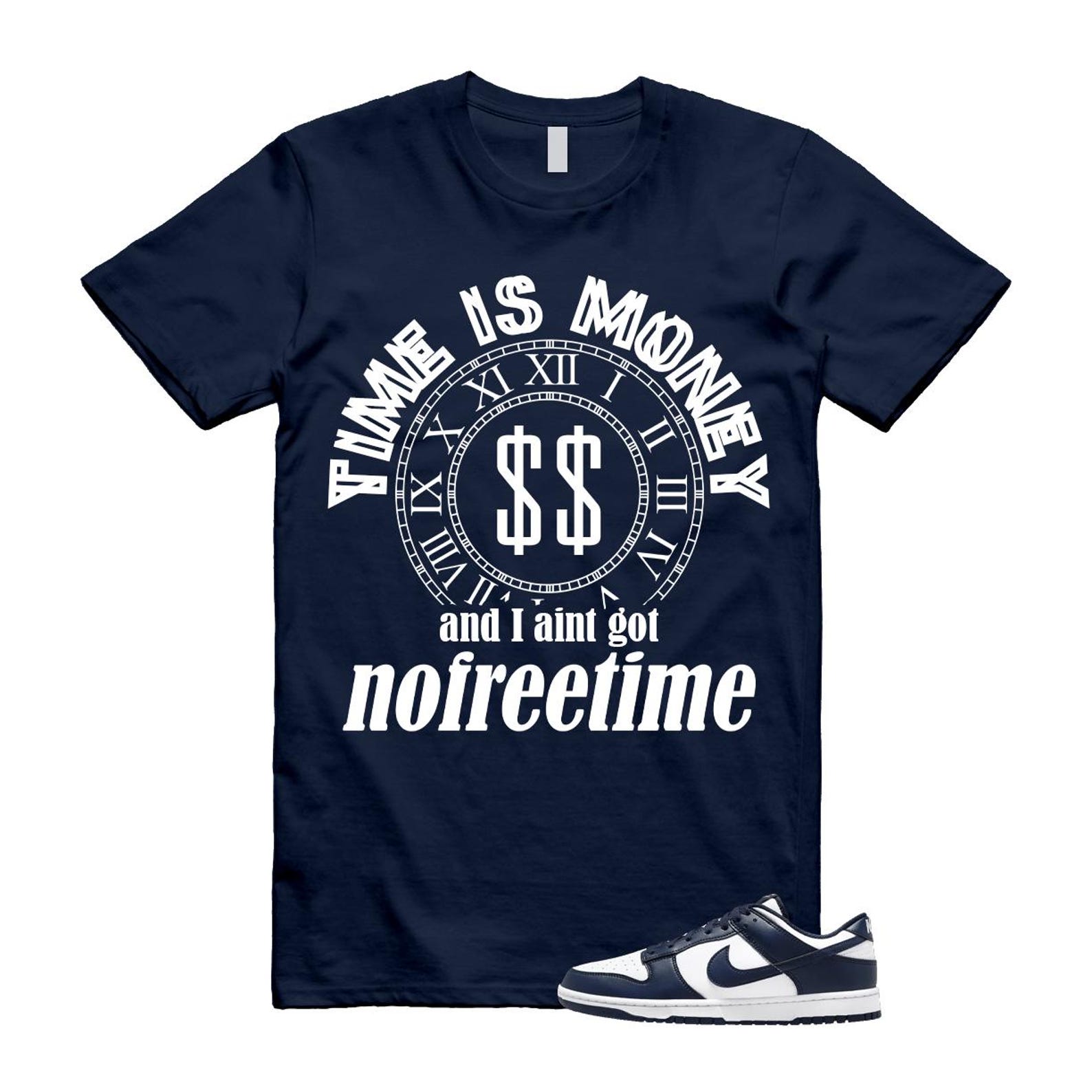 Dunk Midnight Navy White Low T Shirt Match FREE HF5441-107 T-Shirt, Sneaker Match Tee
