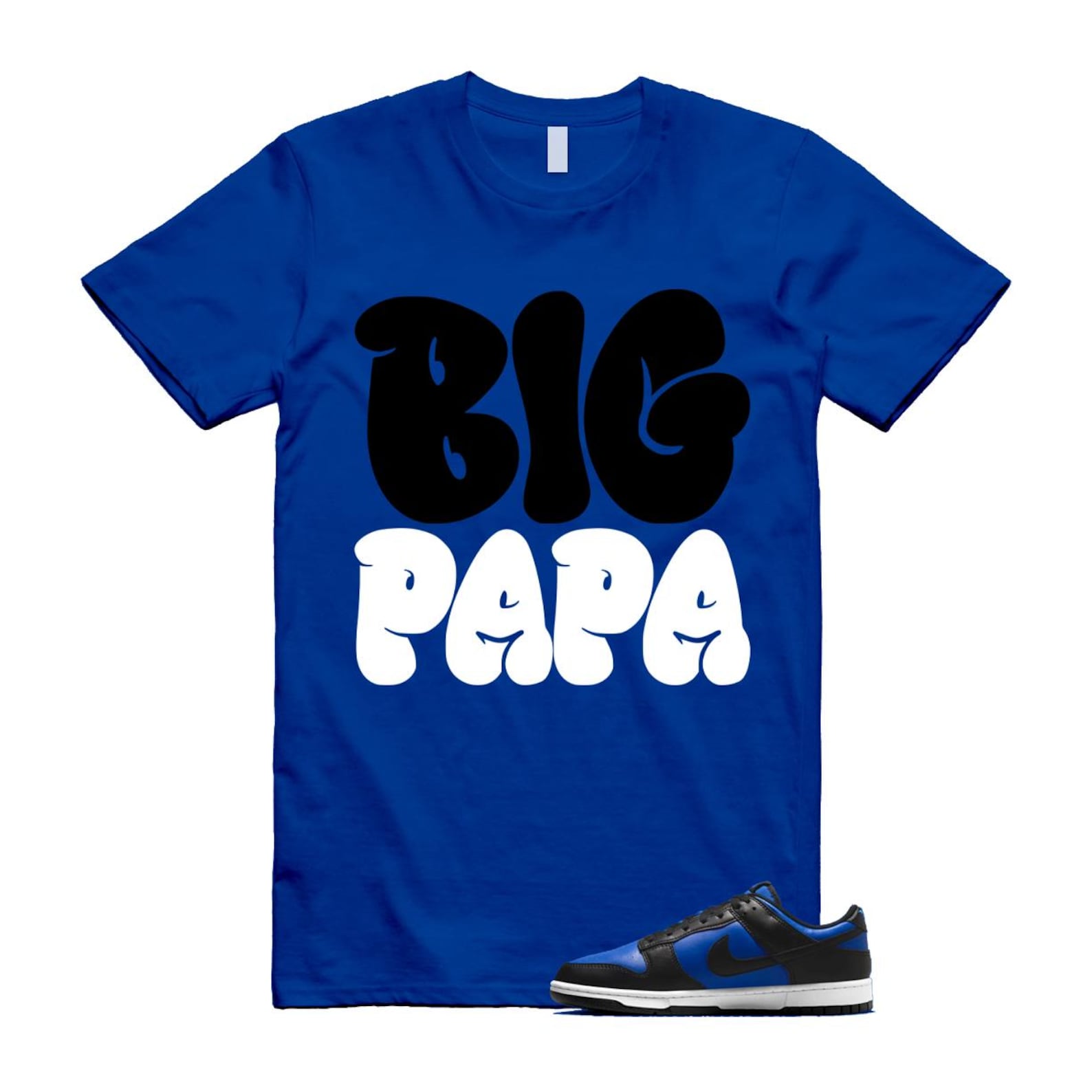 Dunk Hyper Royal Black White T Shirt Match PAPA HF5441-401 T-Shirt, Sneaker Match Tee