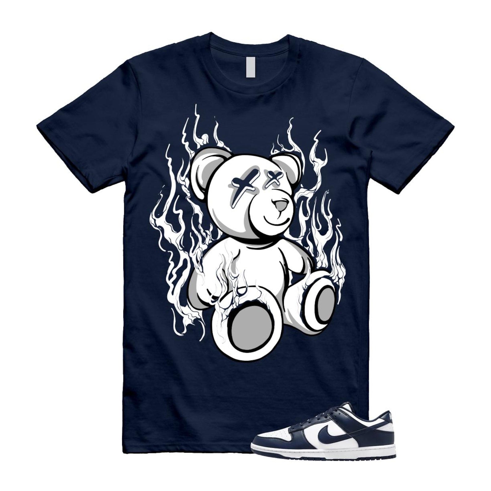 Dunk Midnight Navy White Low T Shirt Match LIT HF5441-107 T-Shirt, Sneaker Match Tee