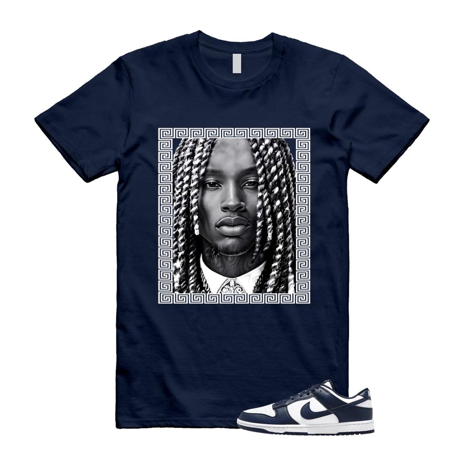 Dunk Midnight Navy White Low T Shirt Match VON HF5441-107 T-Shirt, Sneaker Match Tee