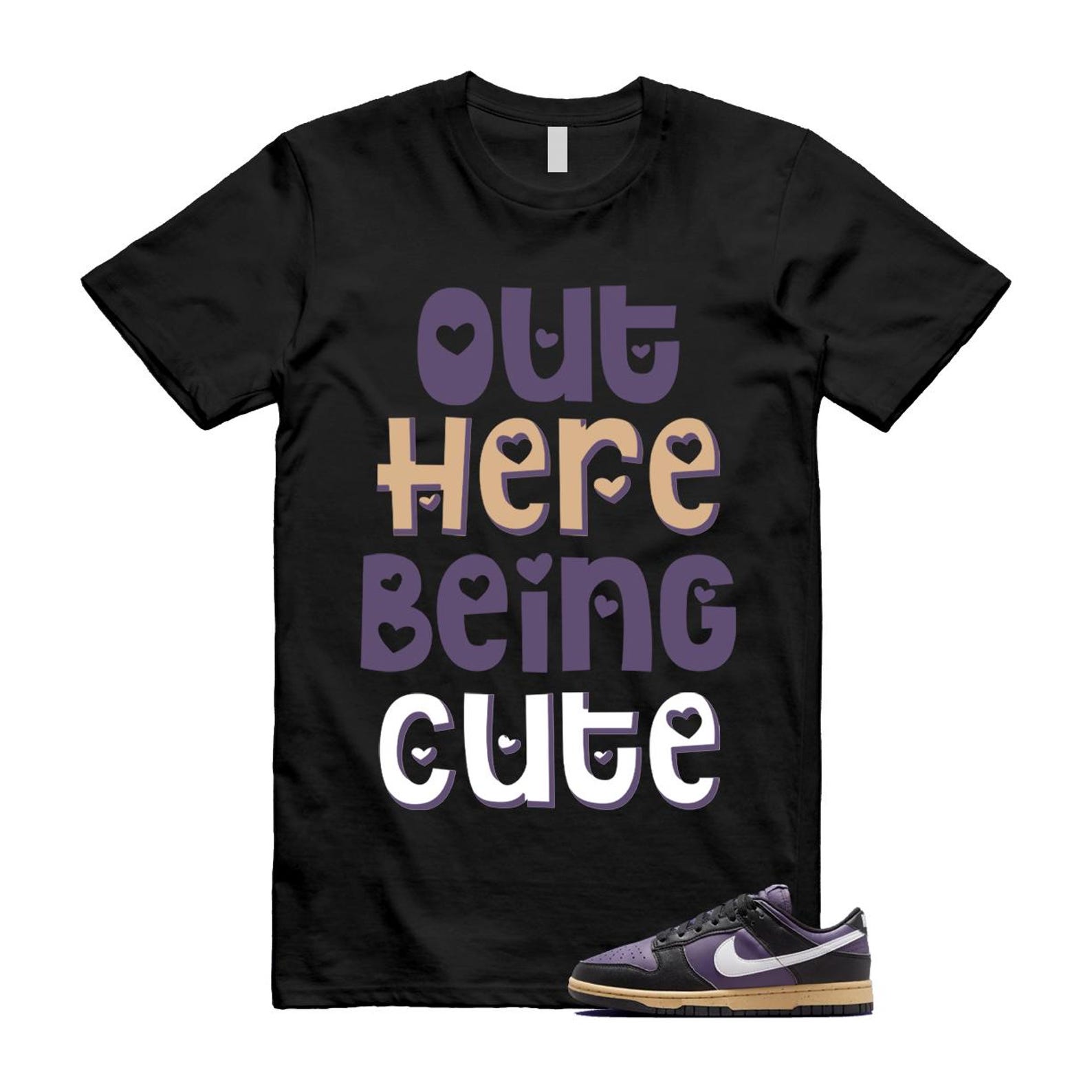 Dunk Dark Raisin Black White Sesame Next Nature T Shirt Match CUTE DD1873-500 T-Shirt, Sneaker Match Tee