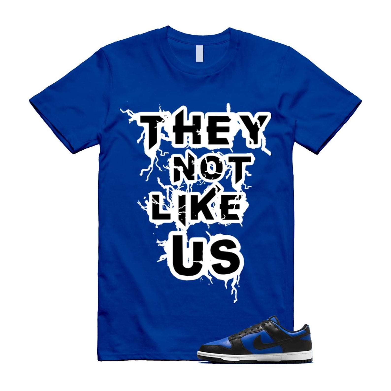Dunk Hyper Royal Black White T Shirt Match US HF5441-401 T-Shirt, Sneaker Match Tee