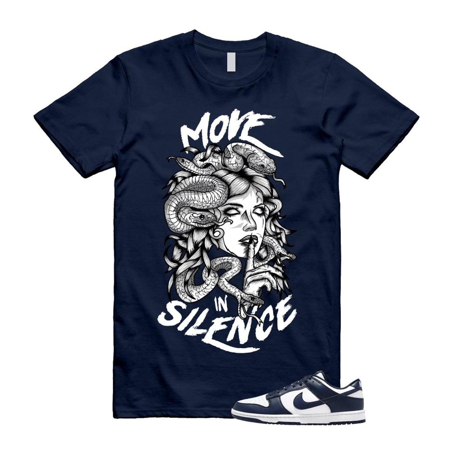 Dunk Midnight Navy White Low T Shirt Match MIS HF5441-107 T-Shirt, Sneaker Match Tee