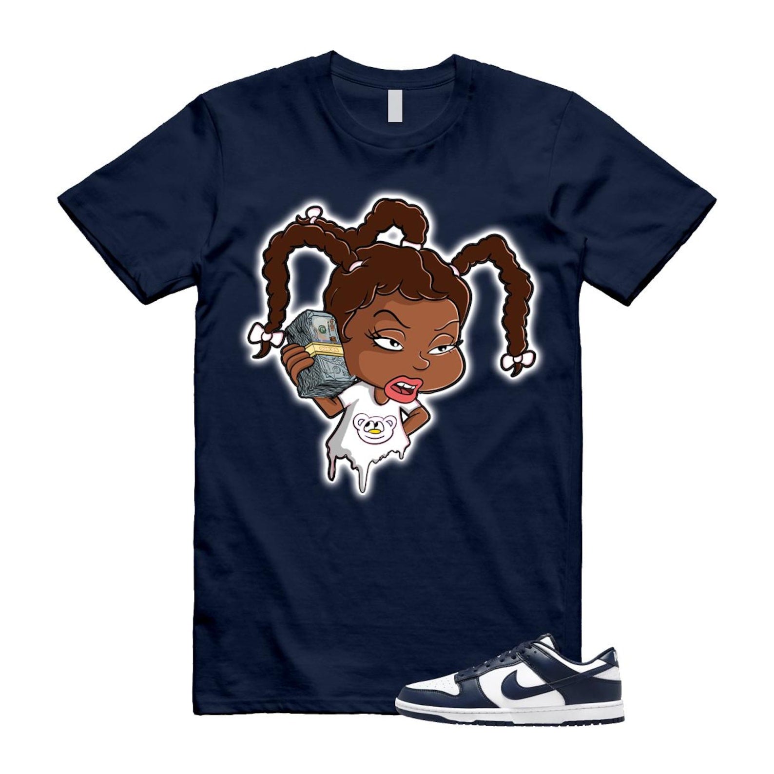 Dunk Midnight Navy White Low T Shirt Match SUSIE HF5441-107 T-Shirt, Sneaker Match Tee
