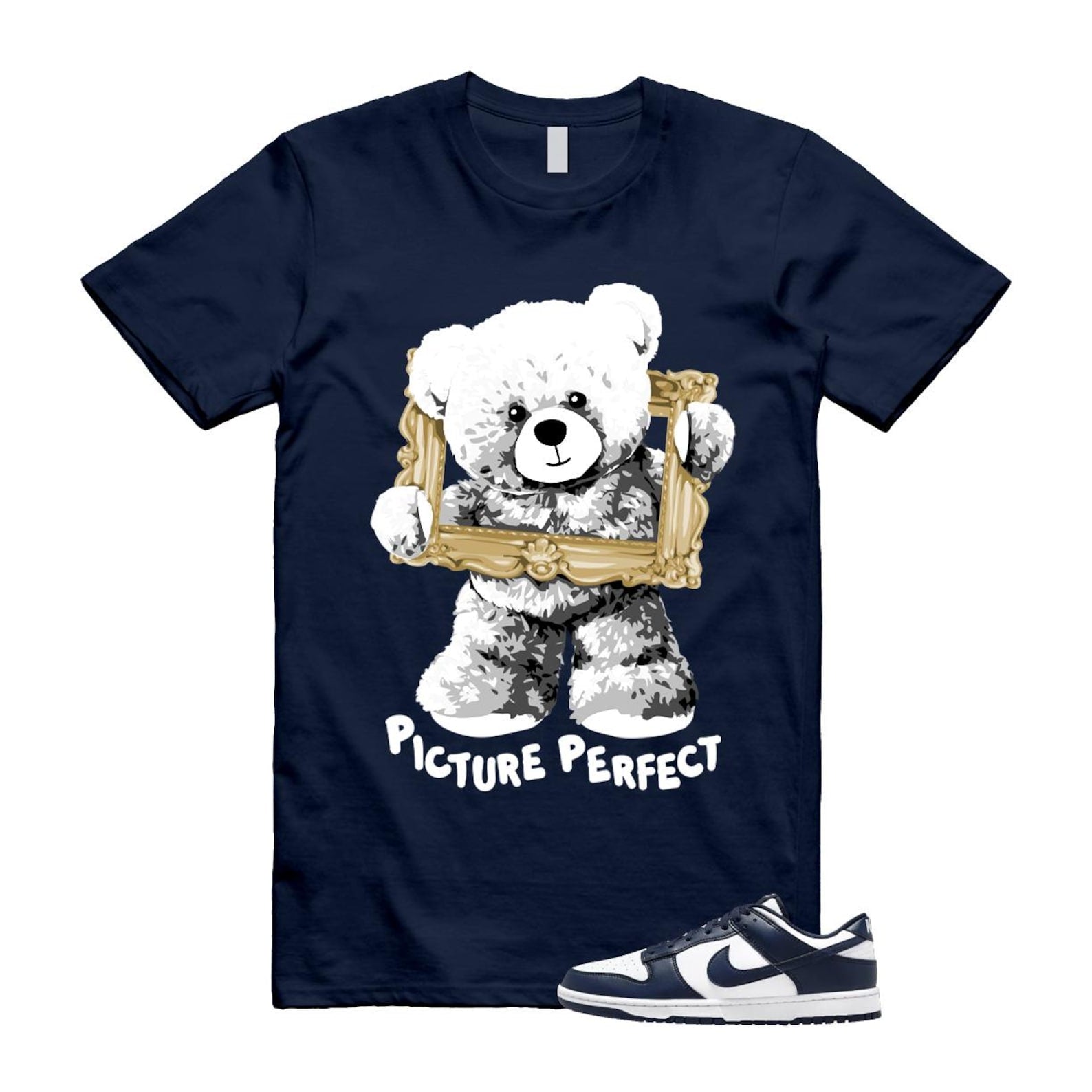Dunk Midnight Navy White Low T Shirt Match PIC HF5441-107 T-Shirt, Sneaker Match Tee