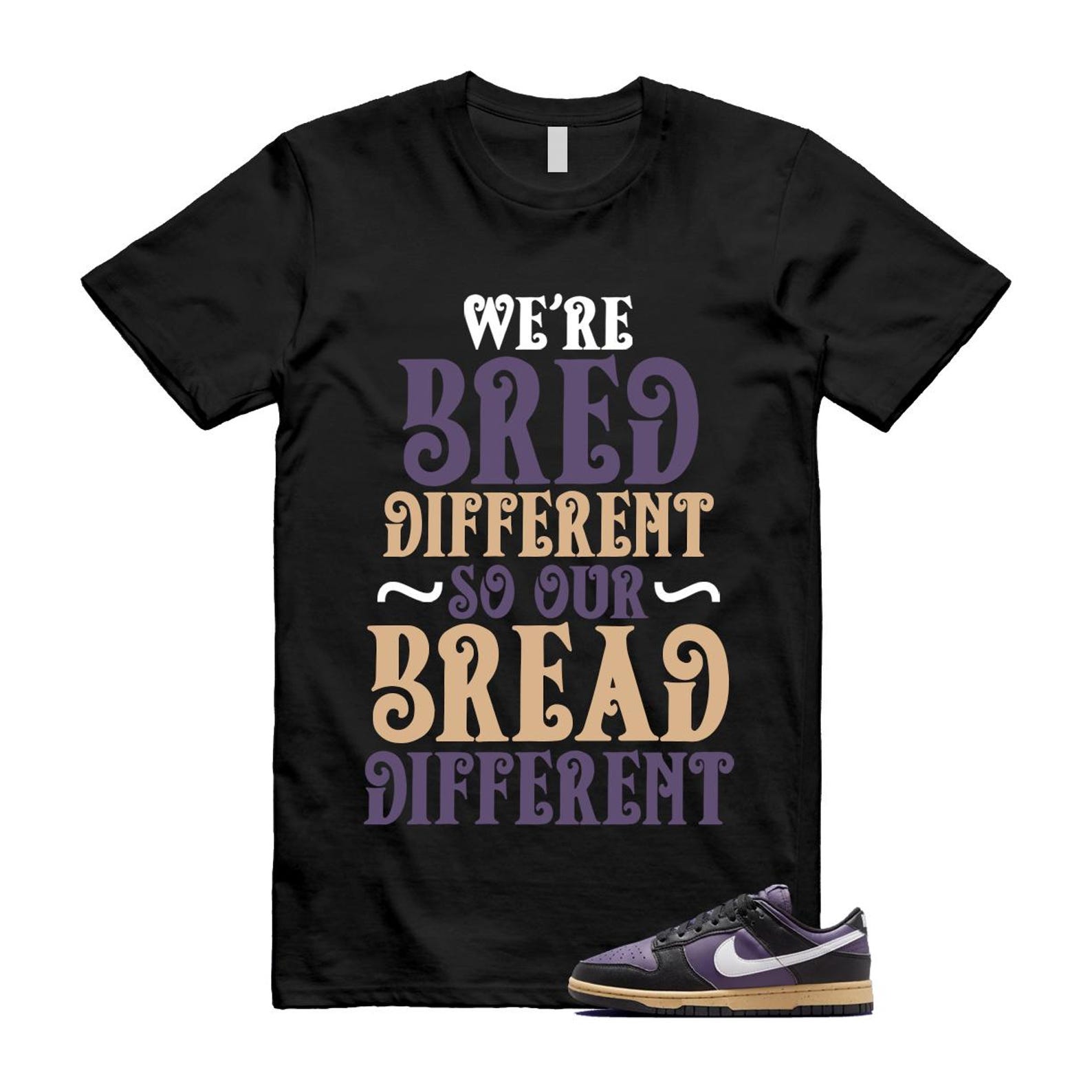 Dunk Dark Raisin Black White Sesame Next Nature T Shirt Match BREAD DD1873-500 T-Shirt, Sneaker Match Tee