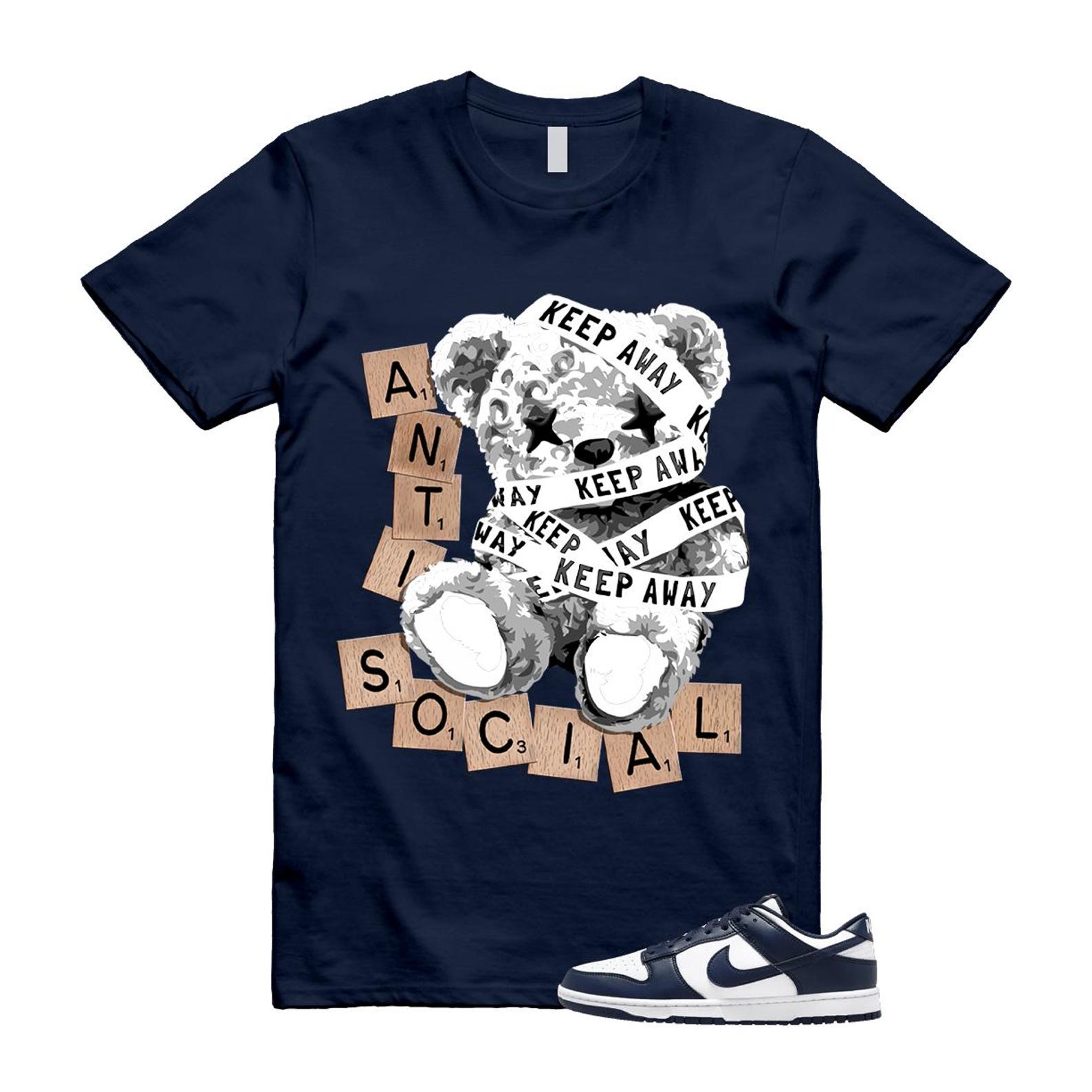 Dunk Midnight Navy White Low T Shirt Match ANTI HF5441-107 T-Shirt, Sneaker Match Tee