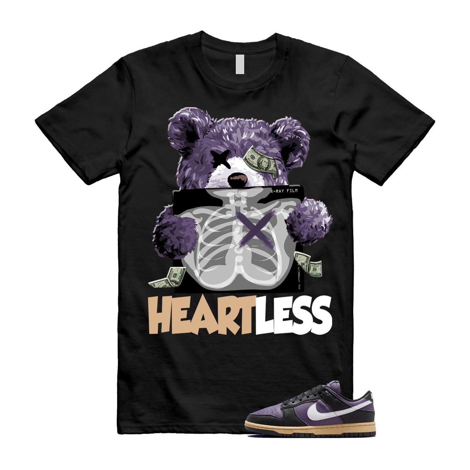 Dunk Dark Raisin Black White Sesame Next Nature T Shirt Match HEART DD1873-500 T-Shirt, Sneaker Match Tee