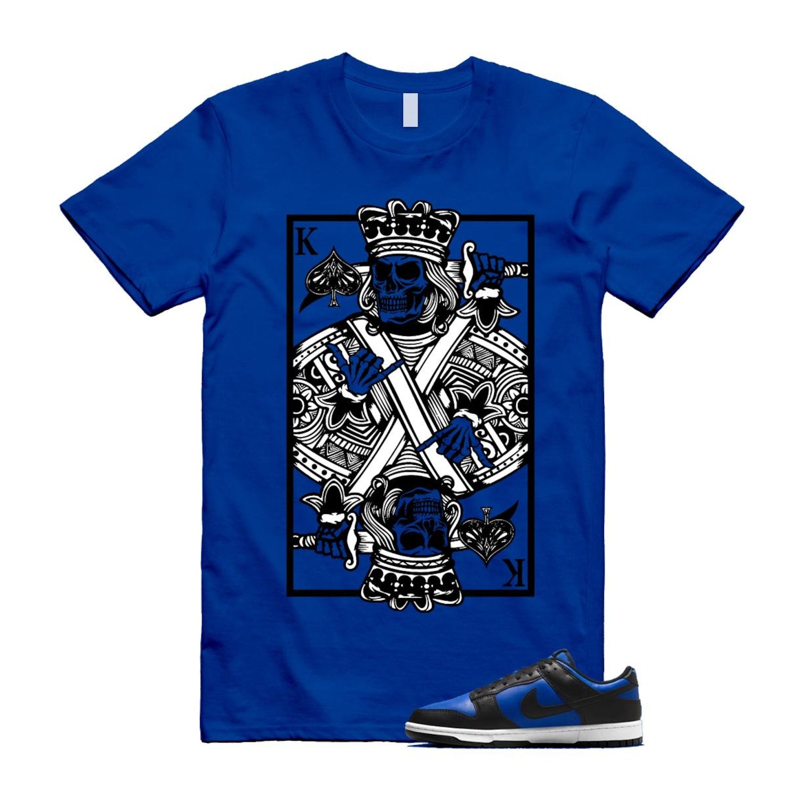 Dunk Hyper Royal Black White T Shirt Match KC HF5441-401 T-Shirt, Sneaker Match Tee