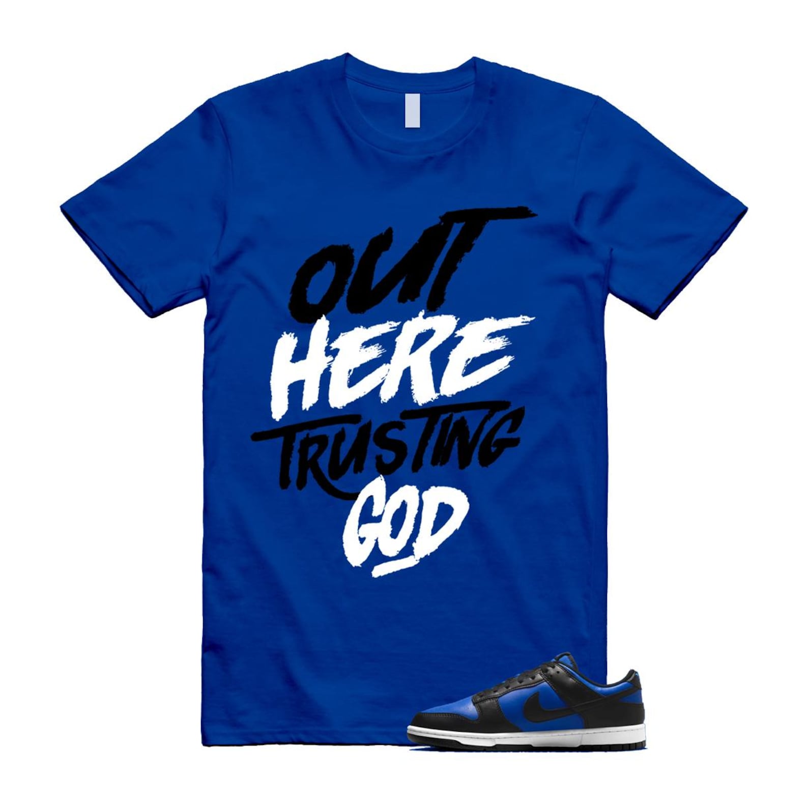 Dunk Hyper Royal Black White T Shirt Match TG HF5441-401 T-Shirt, Sneaker Match Tee