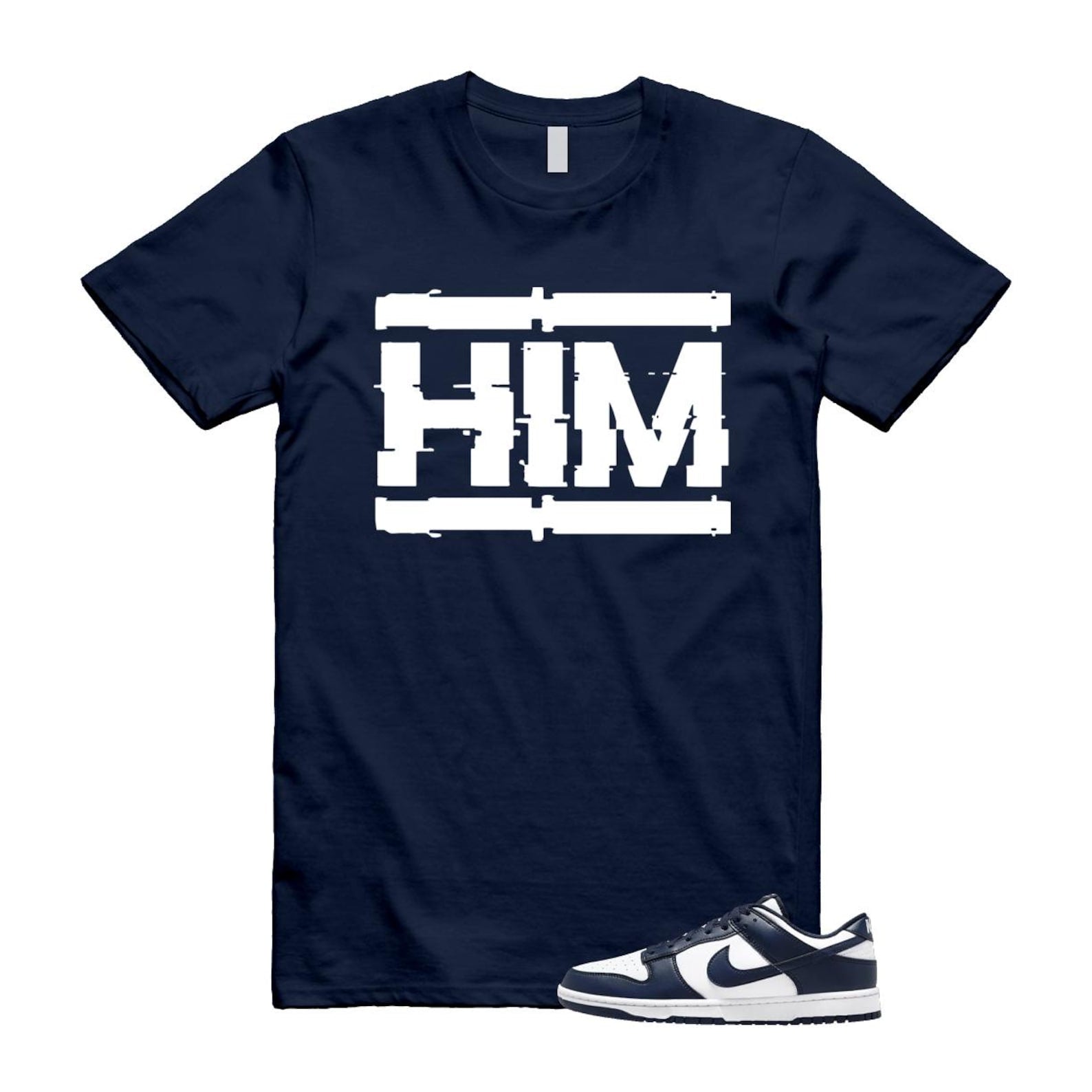 Dunk Midnight Navy White Low T Shirt Match HIM HF5441-107 T-Shirt, Sneaker Match Tee