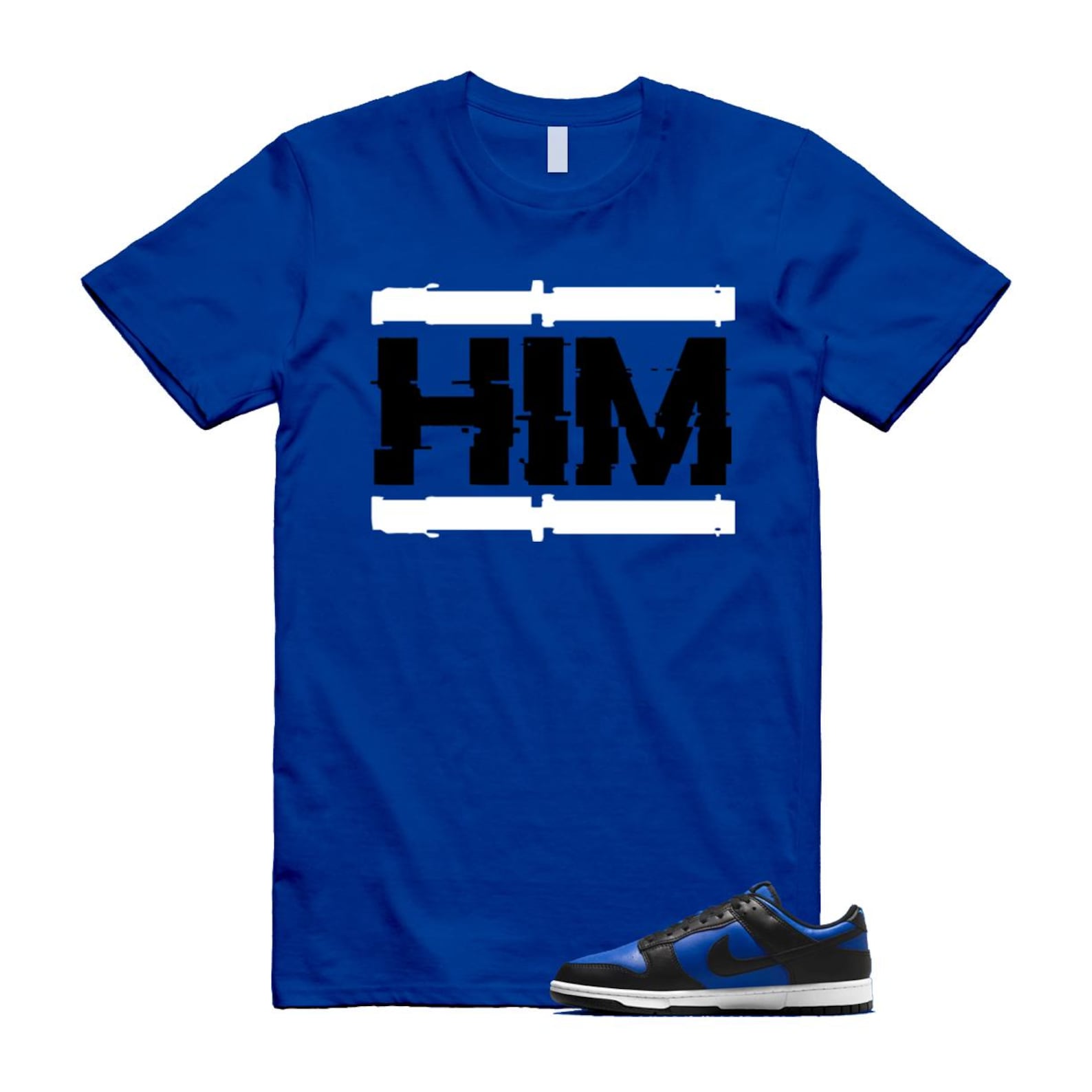 Dunk Hyper Royal Black White T Shirt Match HIM HF5441-401 T-Shirt, Sneaker Match Tee