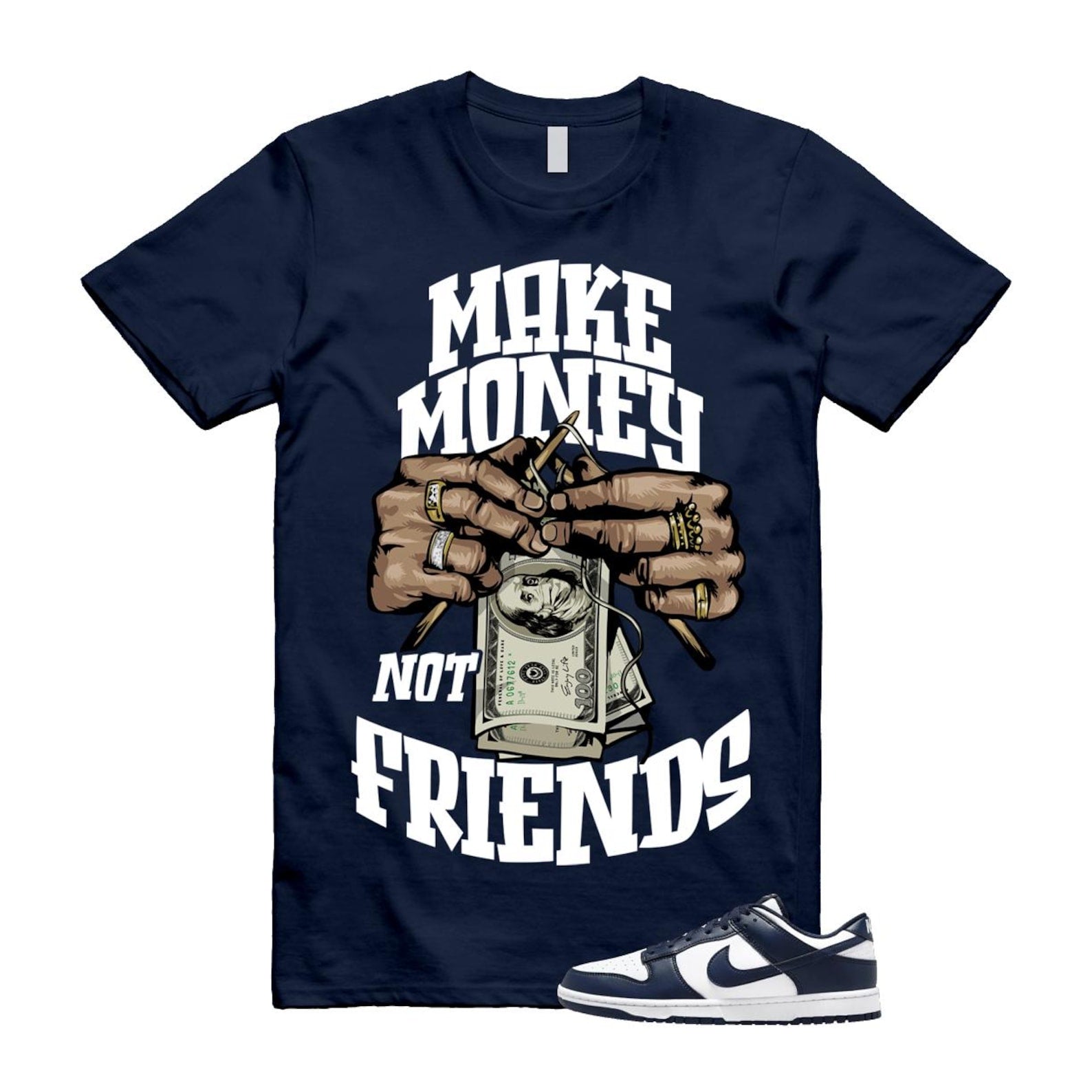 Dunk Midnight Navy White Low T Shirt Match MM HF5441-107 T-Shirt, Sneaker Match Tee