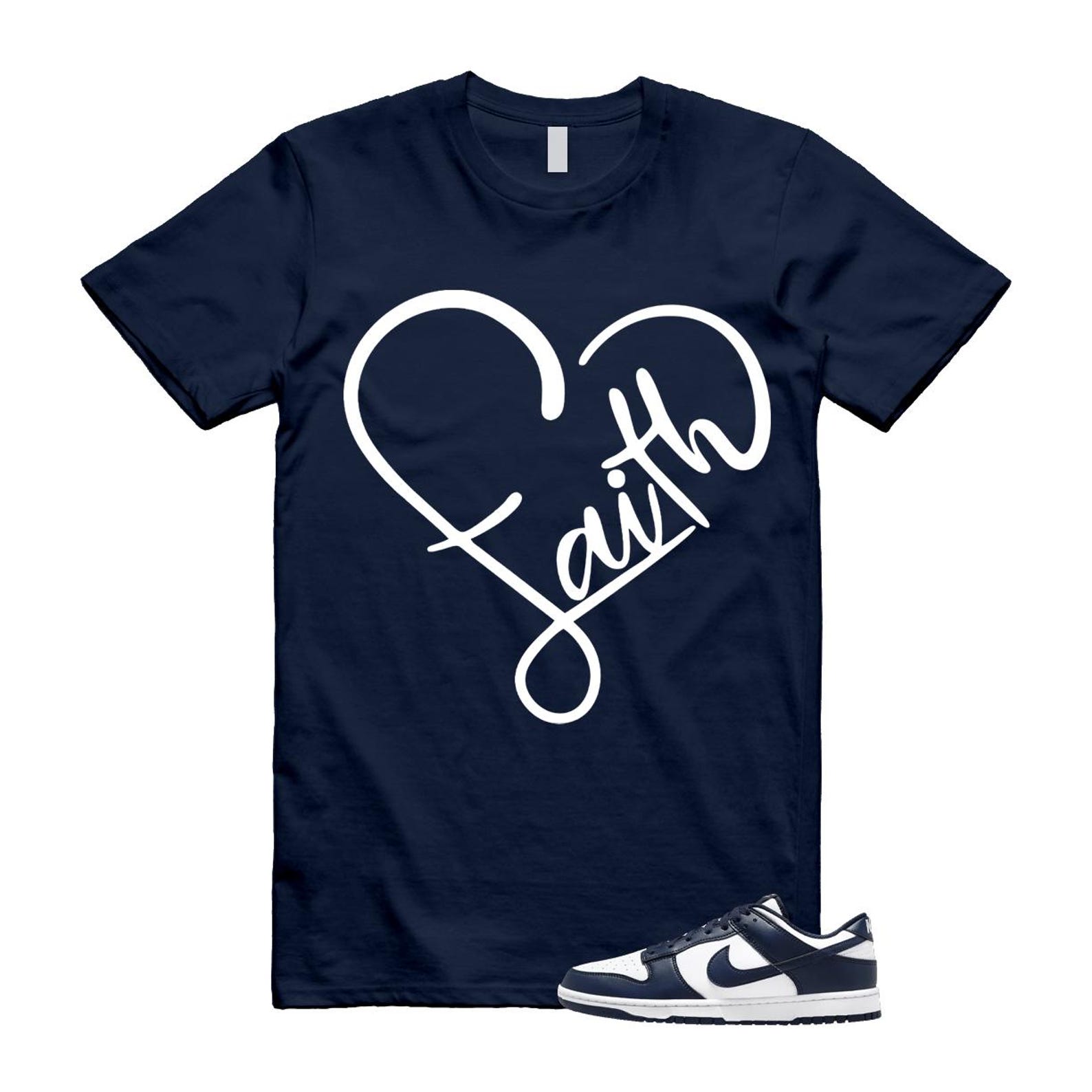 Dunk Midnight Navy White Low T Shirt Match FAITH HF5441-107 T-Shirt, Sneaker Match Tee