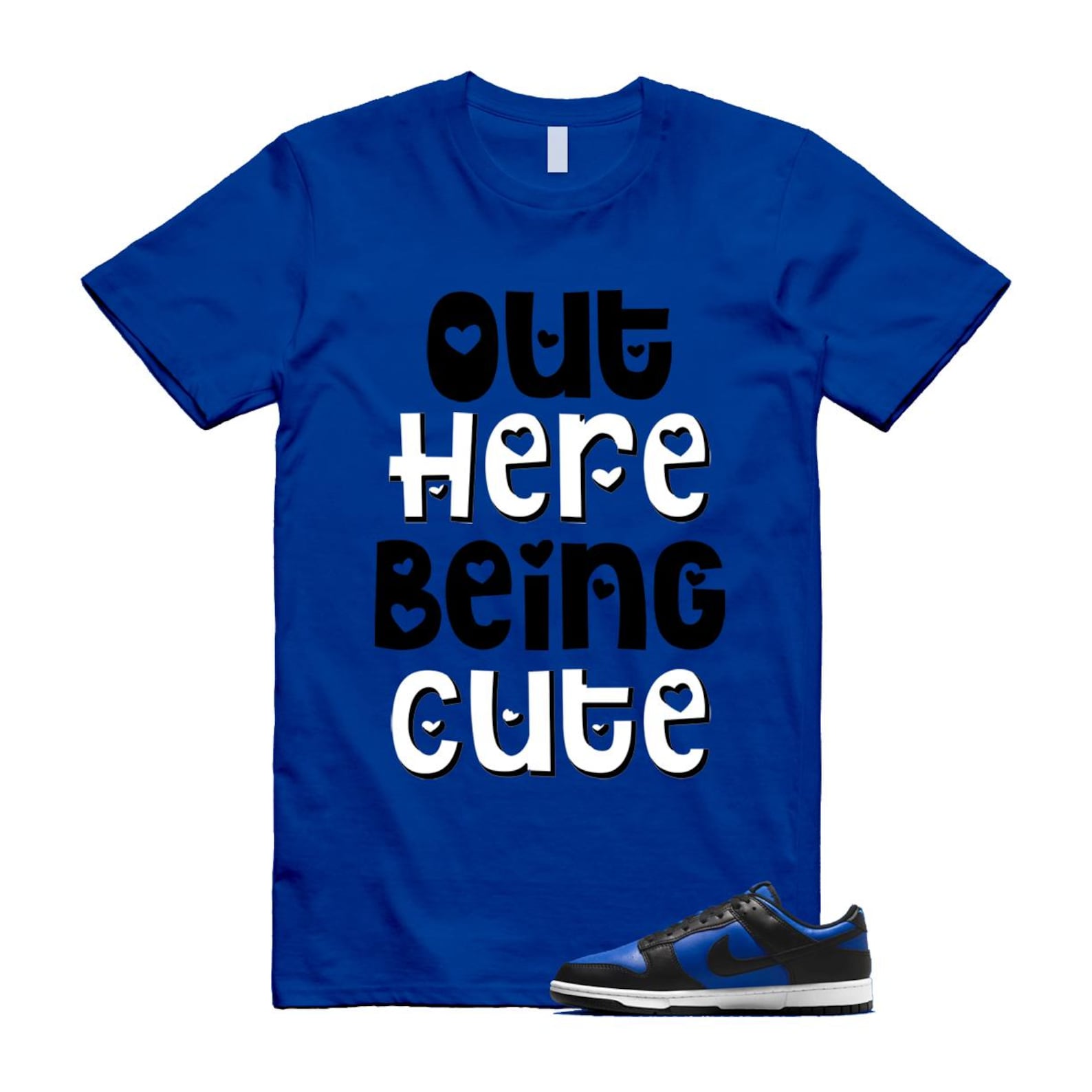 Dunk Hyper Royal Black White T Shirt Match OHBC HF5441-401 T-Shirt, Sneaker Match Tee