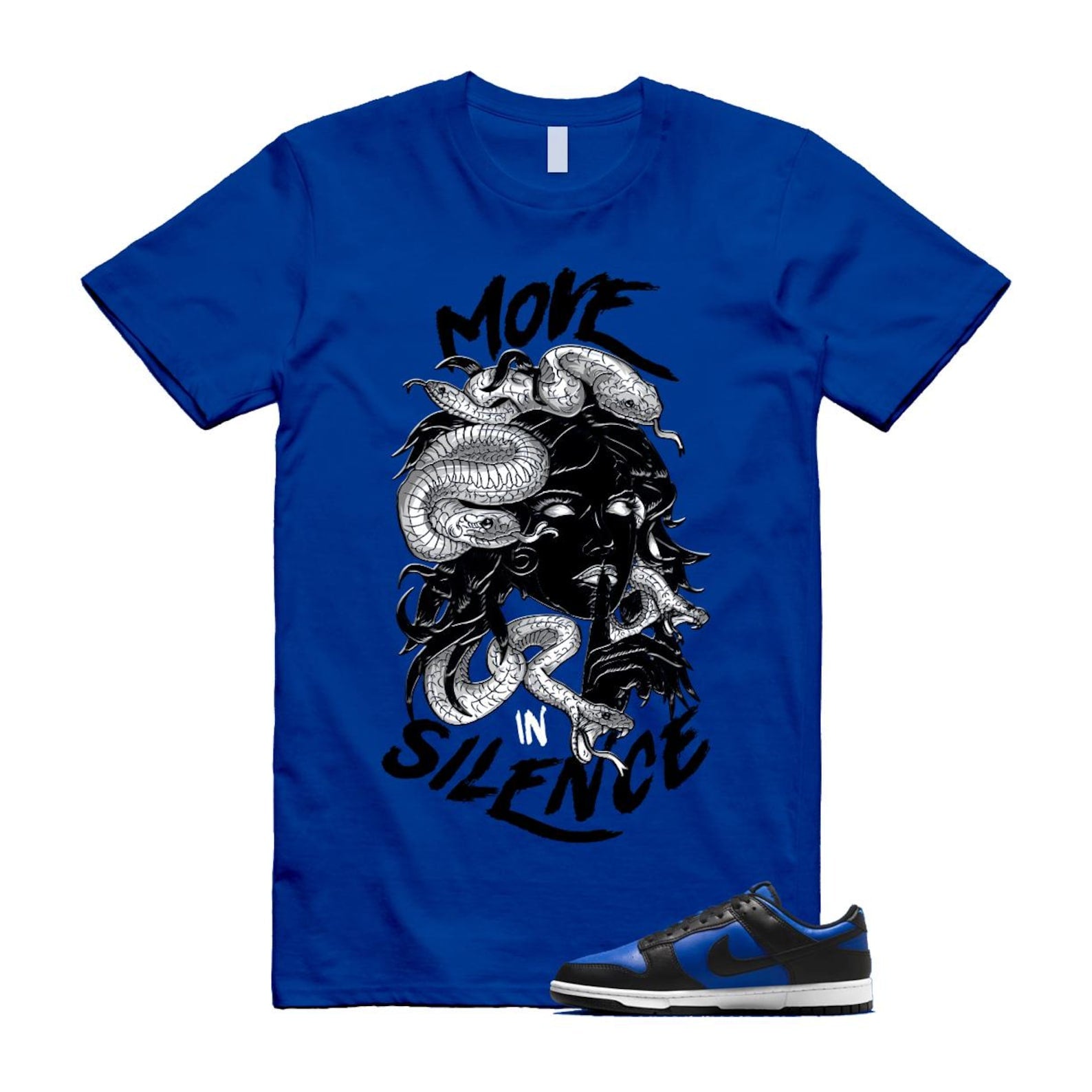 Dunk Hyper Royal Black White T Shirt Match MIS HF5441-401 T-Shirt, Sneaker Match Tee